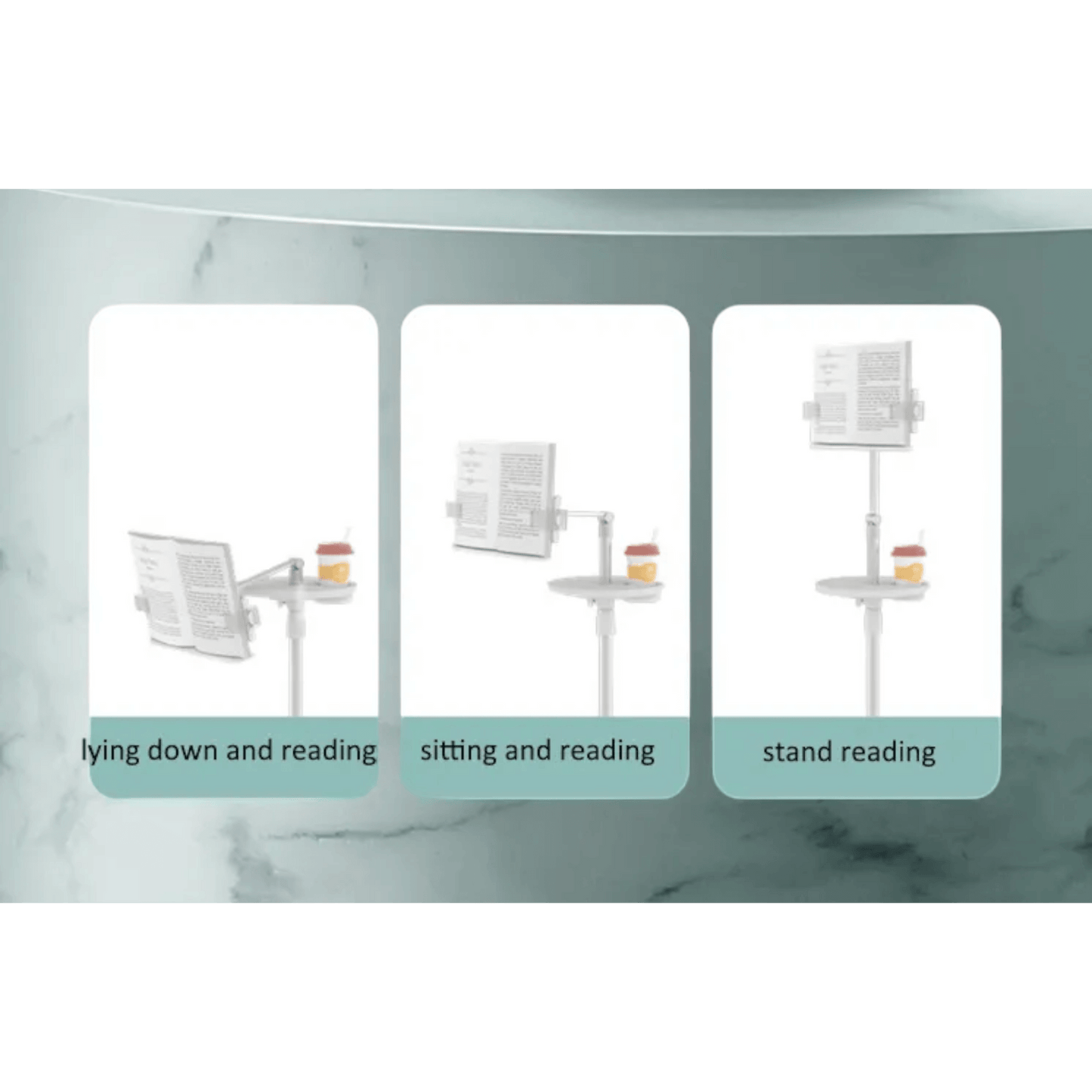 Book holder floor stand from xStore, adjustable 180° angles, ergonomic design, perfect for reading in Qatar.