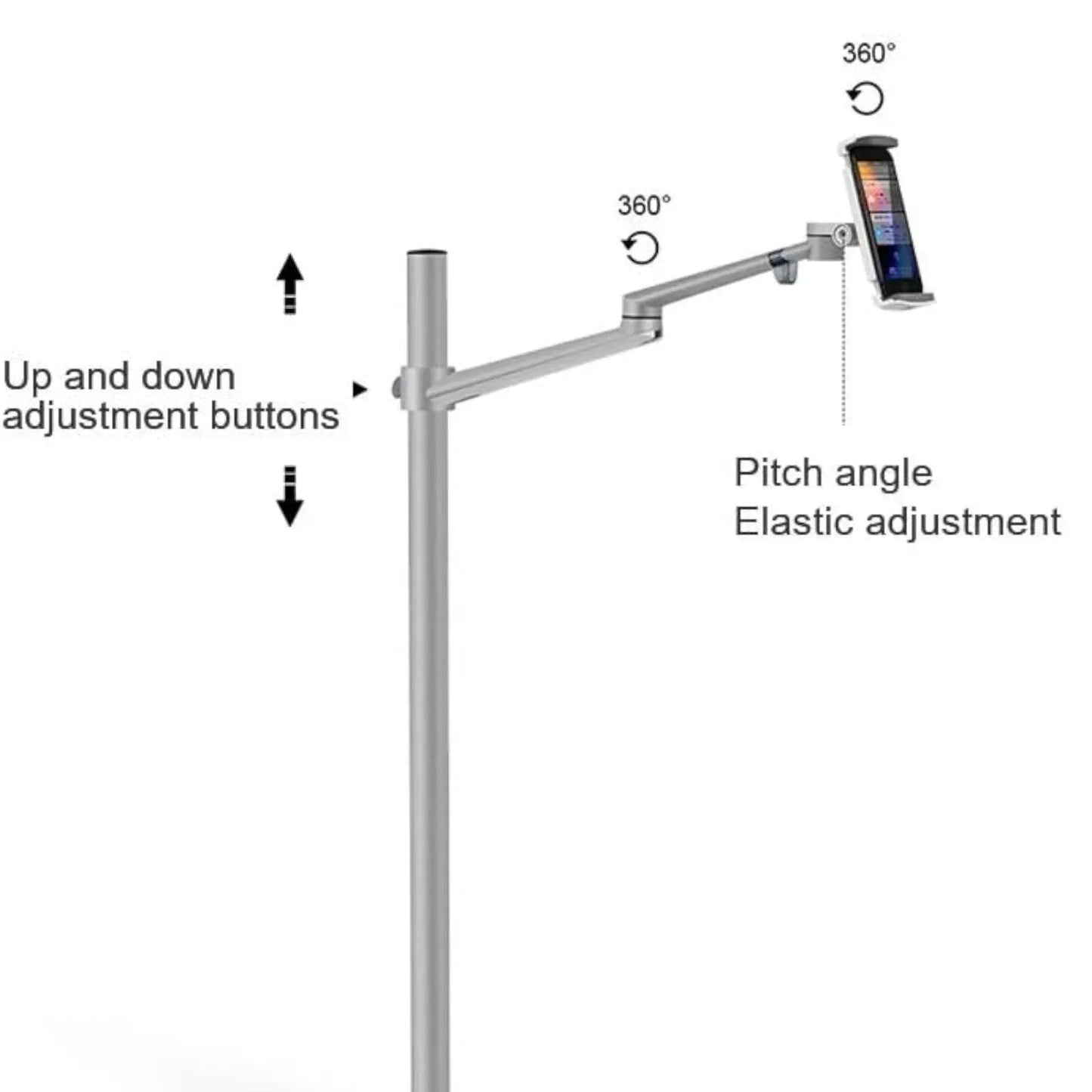 Phone & Tablet Floor Stand, adjustable and stable for hands-free use and optimal viewing height, from xStore in Qatar.