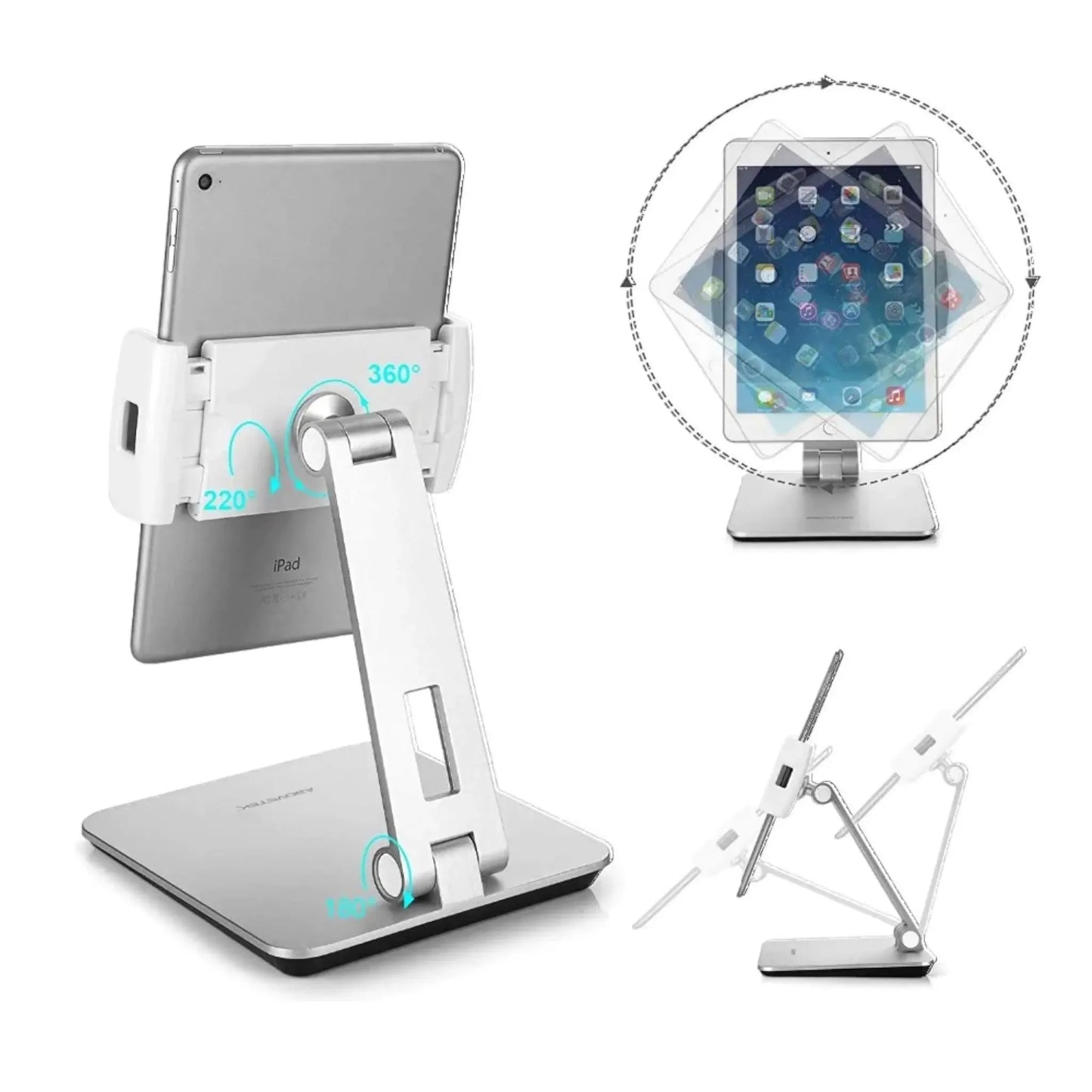 Universal Smartphone & Tablet Stand, Aluminum Desk Mount Holder, sturdy and adjustable for hands-free viewing, from xStore in Qatar.