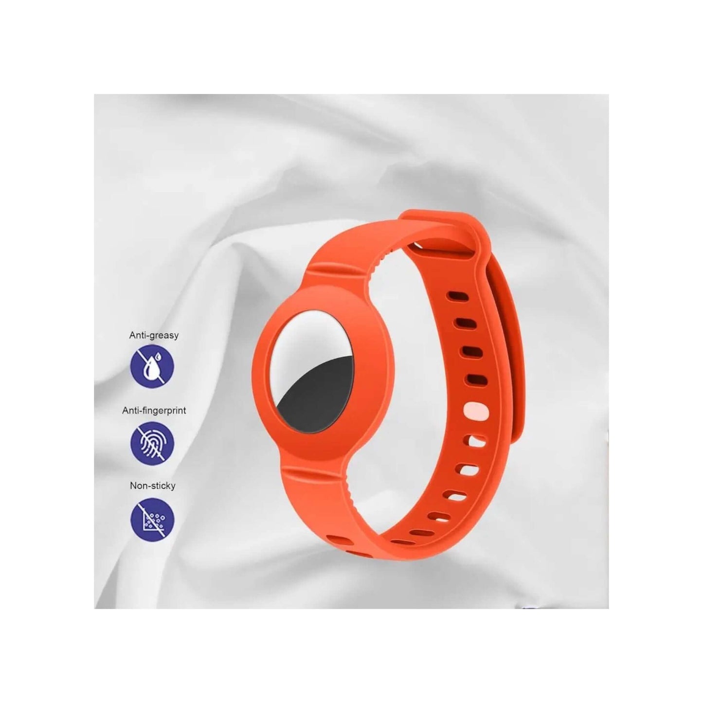 Adjustable AirTag wristband with stretchable design, suitable for different wrist sizes from xStore in Qatar