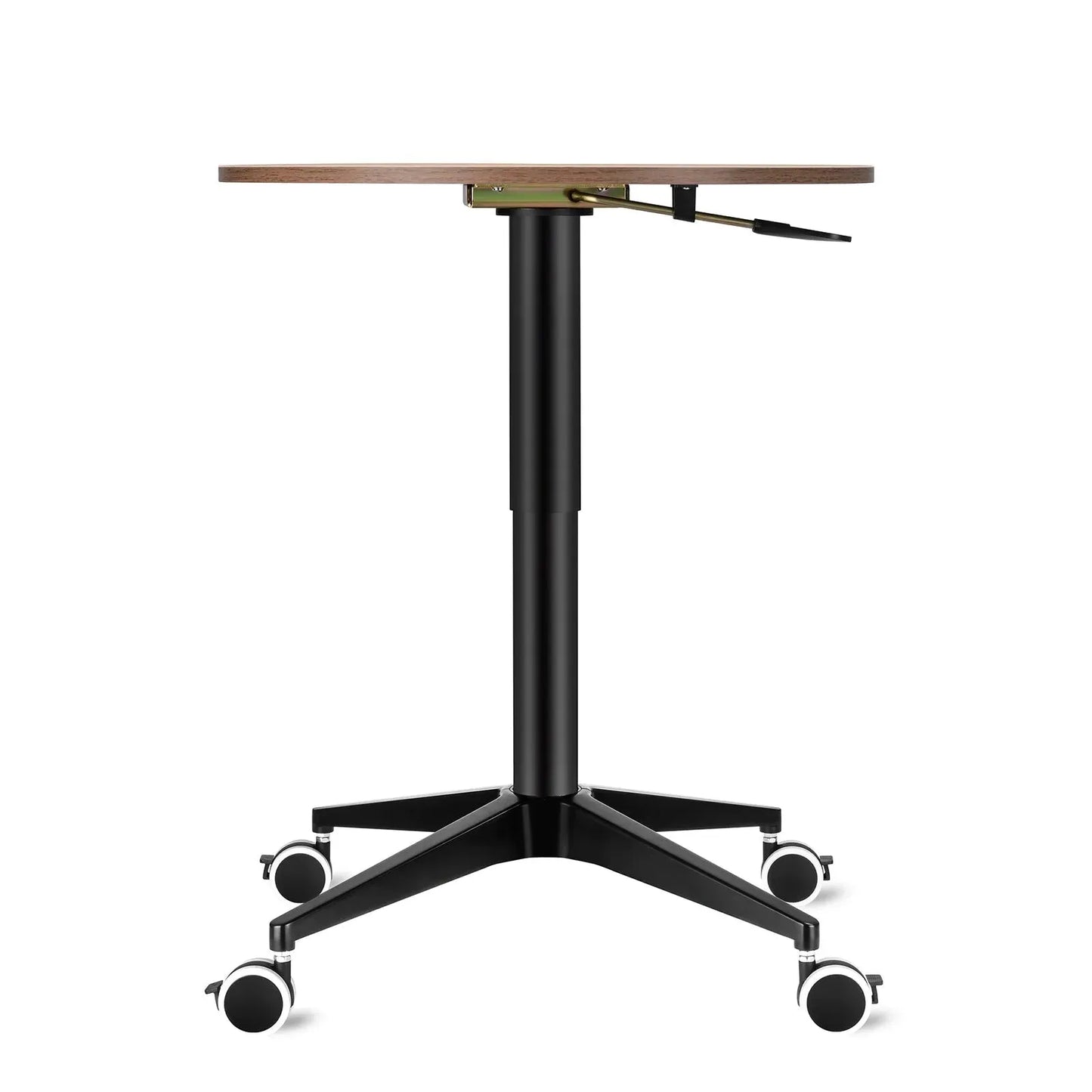 Adjustable Round Floor Table in Hickory finish, versatile, stylish table for any room, adjustable height, from xStore in Qatar.