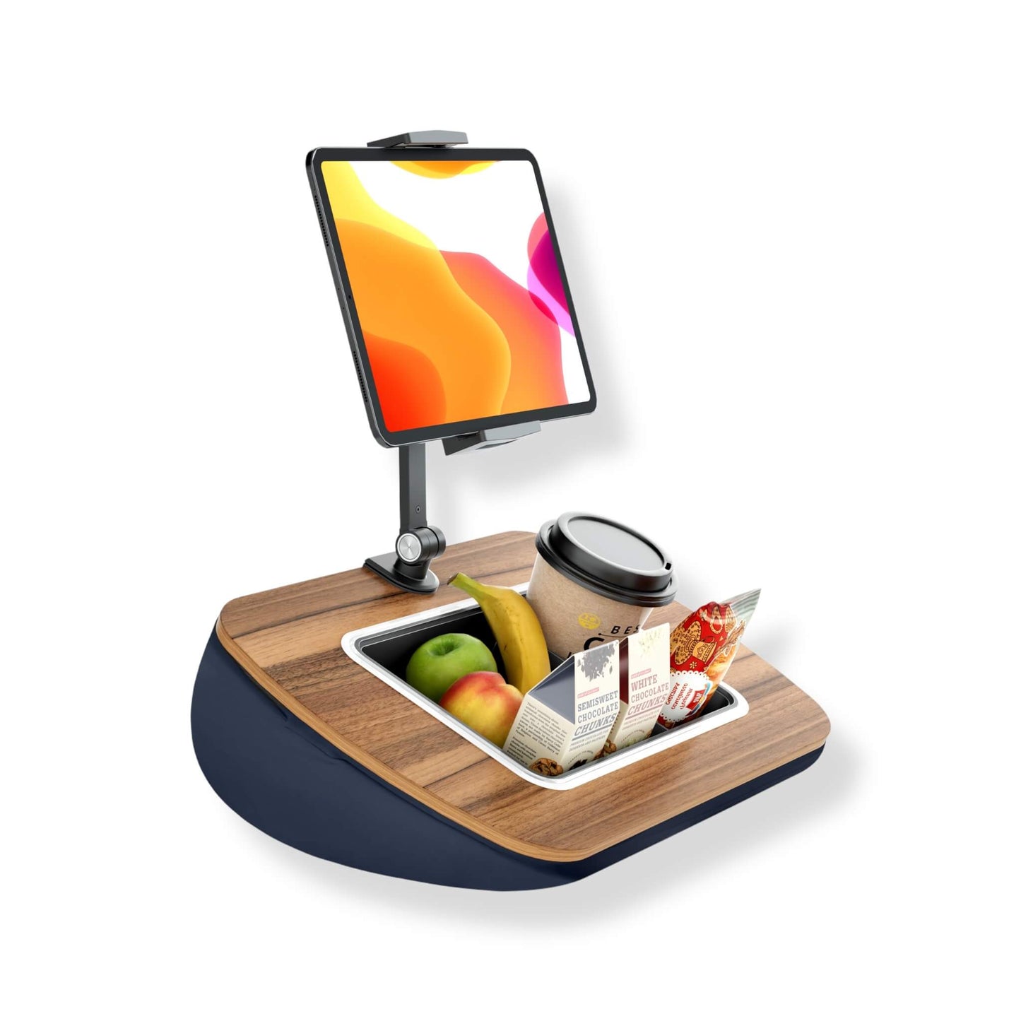 قاعدة متعددة الاستخدامات يمكن استخدامها كحامل للأجهزة أو الأكواب، مزودة بذراع قابل للتعديل ومشبك دوار، متوفرة لدى اكس ستور في قطر.