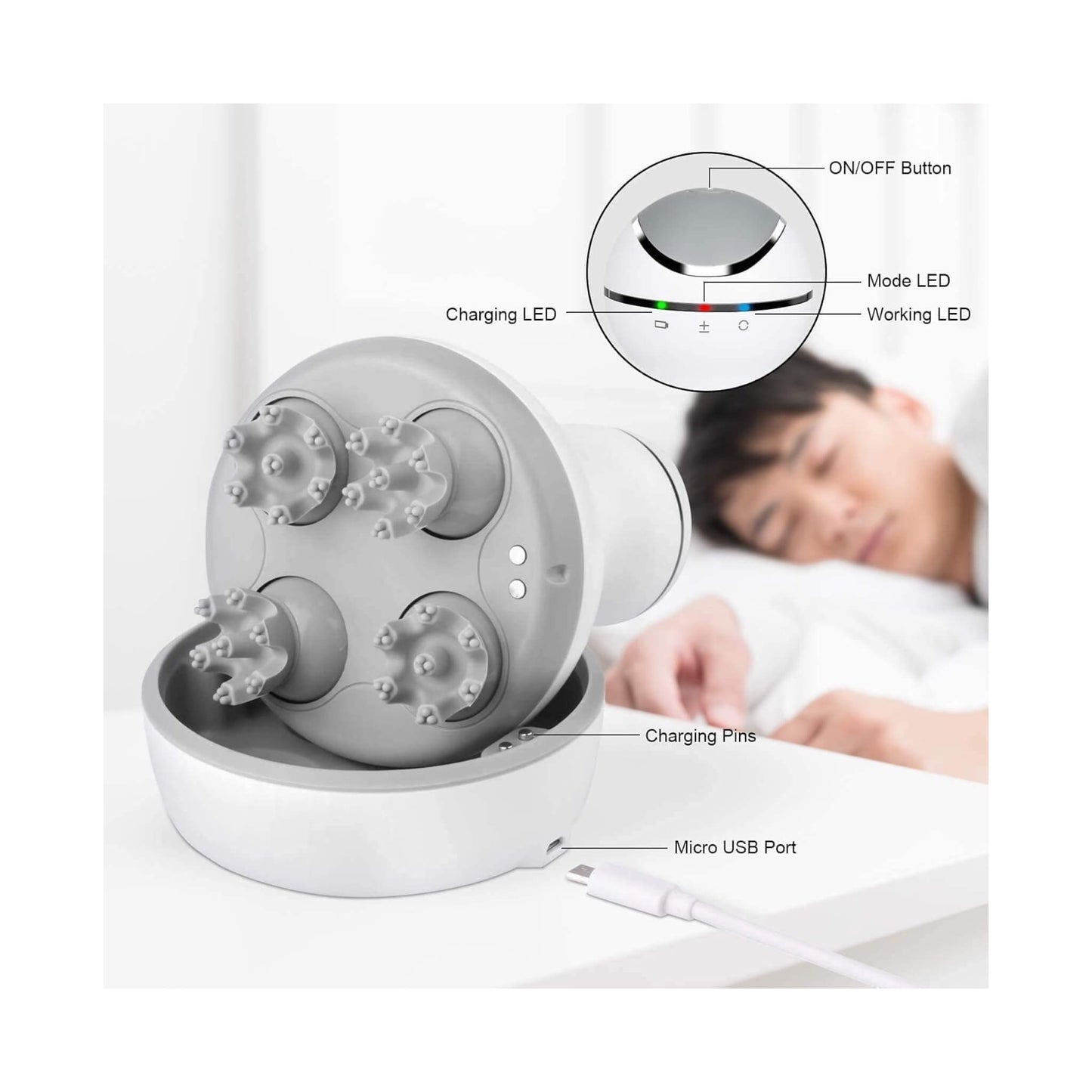 Portable scalp and body massager with customizable modes, ergonomic design, and two-hour battery life from xStore in Qatar