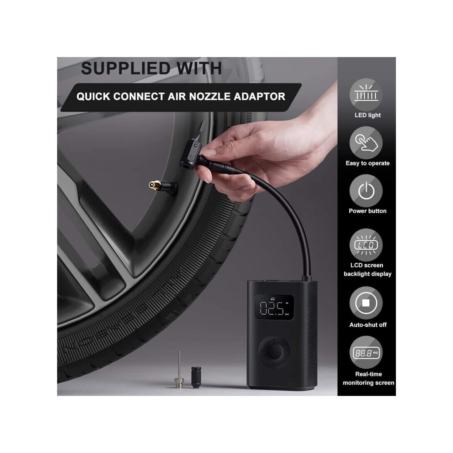 Delivers up to 150 PSI, ideal for road bikes, motorcycles, and car tires from xStore in Qatar