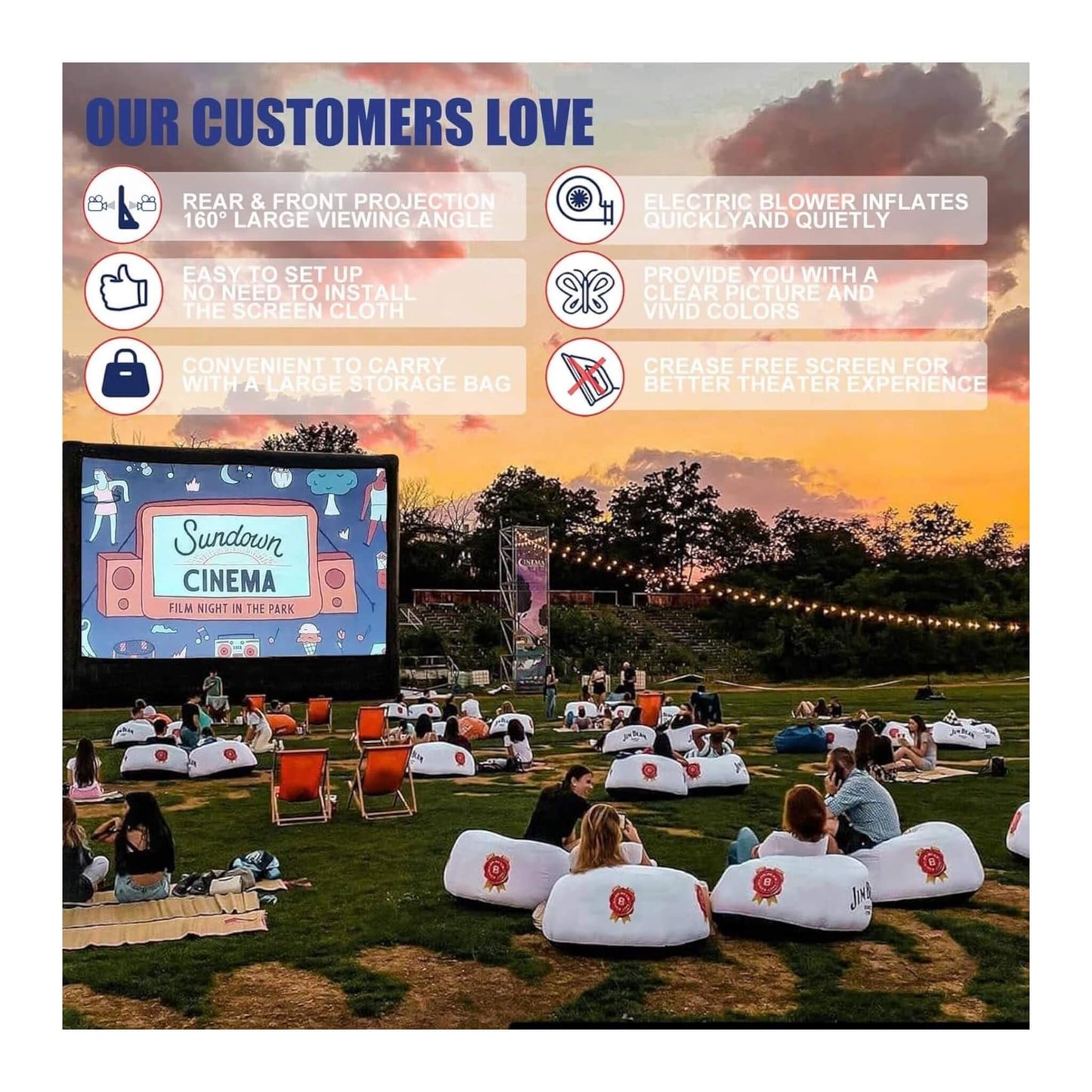 شاشة عرض للبروجكتور قابلة للنفخ مثالية للمسرح المنزلي والفعاليات الخارجية، متوفرة لدي اكس ستور في قطر.