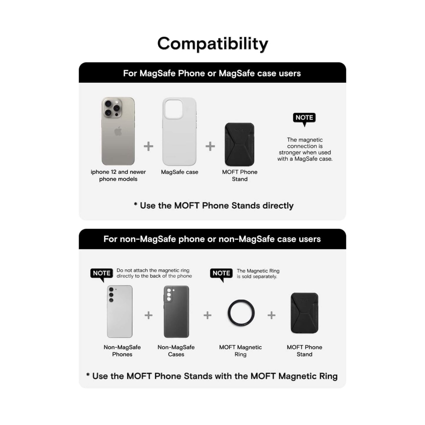 مسكة ومحفظة موفت المغناطيسية مع حامل بتقنية ماج سيف، تصميم أنيق ومثالي للاستخدام اليومي، متوفرة الآن لدى اكس ستور في قطر.