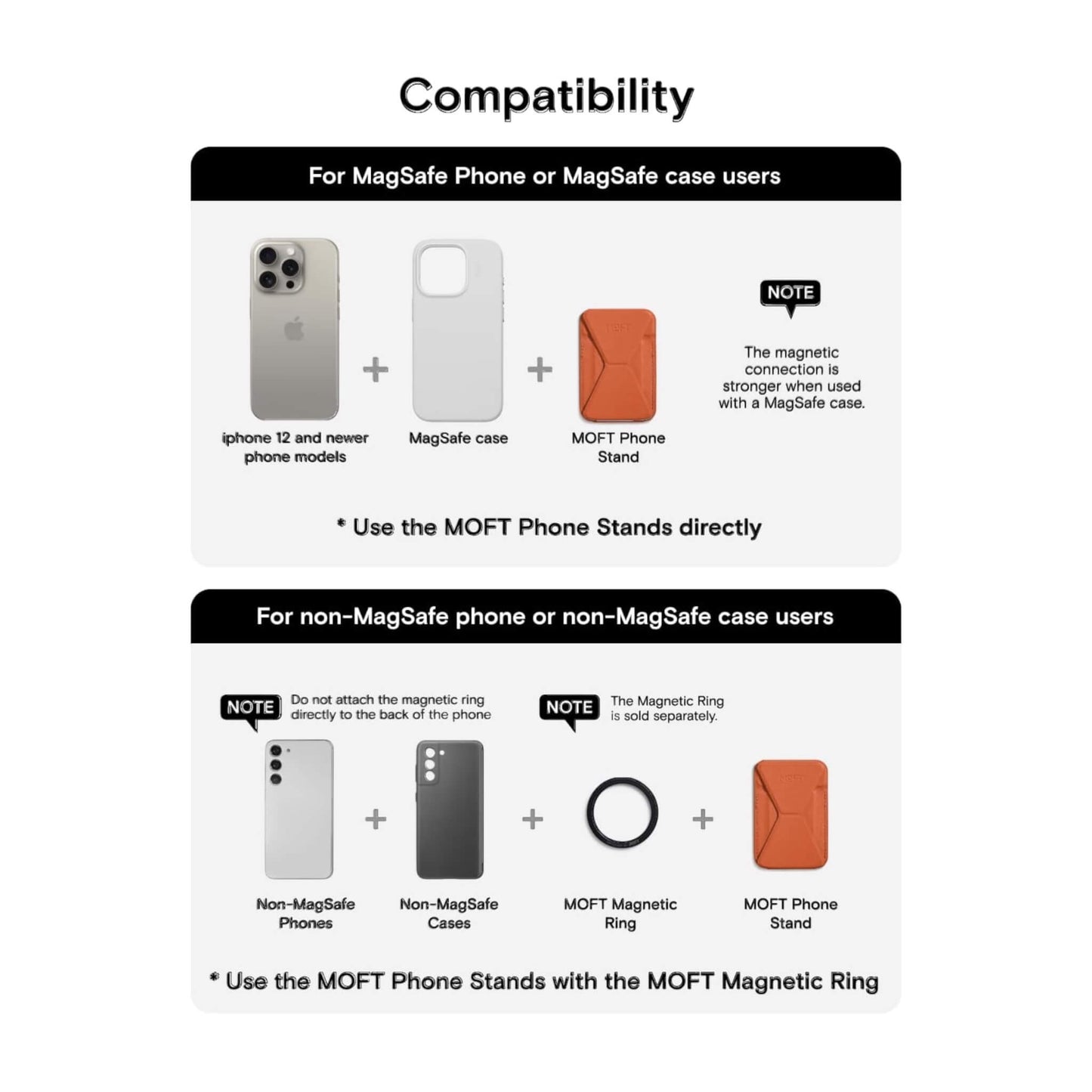 مسكة ومحفظة موفت المغناطيسية مع حامل بتقنية ماج سيف، تصميم أنيق ومثالي للاستخدام اليومي، متوفرة الآن لدى اكس ستور في قطر.