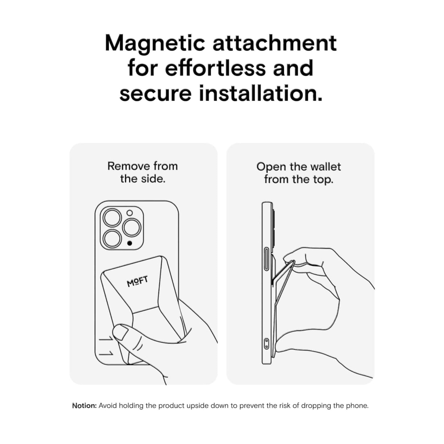 مسكة ومحفظة موفت المغناطيسية مع حامل بتقنية ماج سيف، تصميم أنيق ومثالي للاستخدام اليومي، متوفرة الآن لدى اكس ستور في قطر.