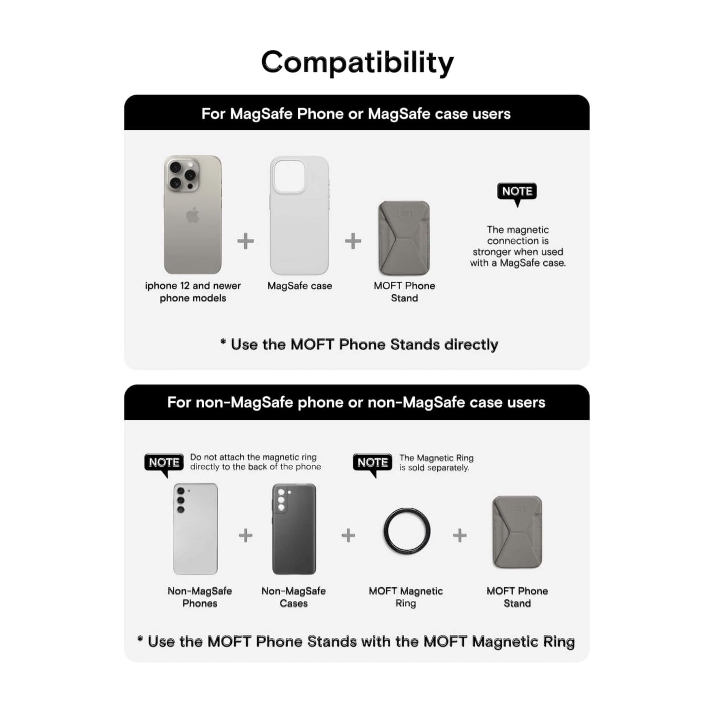 مسكة ومحفظة موفت المغناطيسية مع حامل بتقنية ماج سيف، تصميم أنيق ومثالي للاستخدام اليومي، متوفرة الآن لدى اكس ستور في قطر.