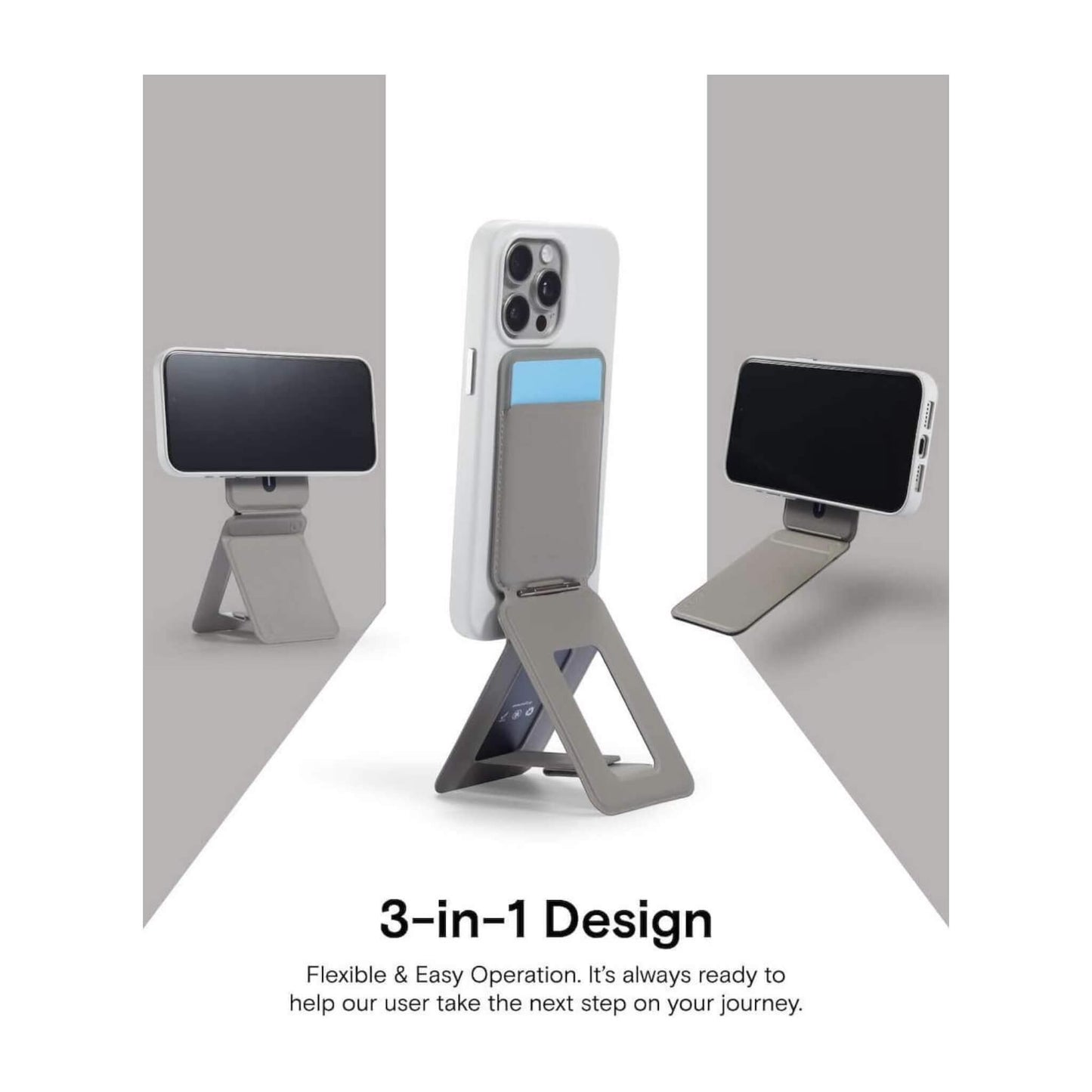 MOFT Phone Tripod Stand - Magsafe - Taupe Made with MOVAS, the revolutionary vegan leather, from xStore.qa in Qatar.