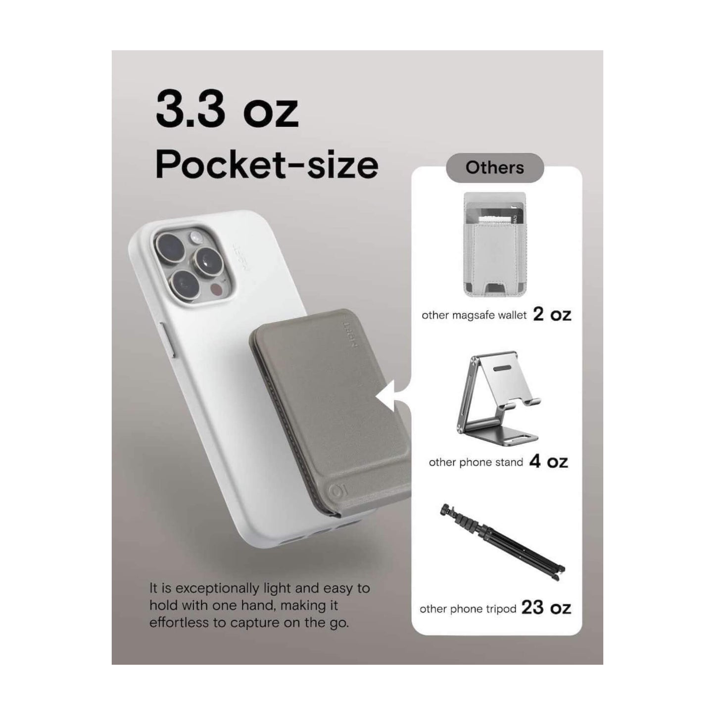 MOFT Phone Tripod Stand - Magsafe - Taupe Made with MOVAS, the revolutionary vegan leather, from xStore.qa in Qatar.