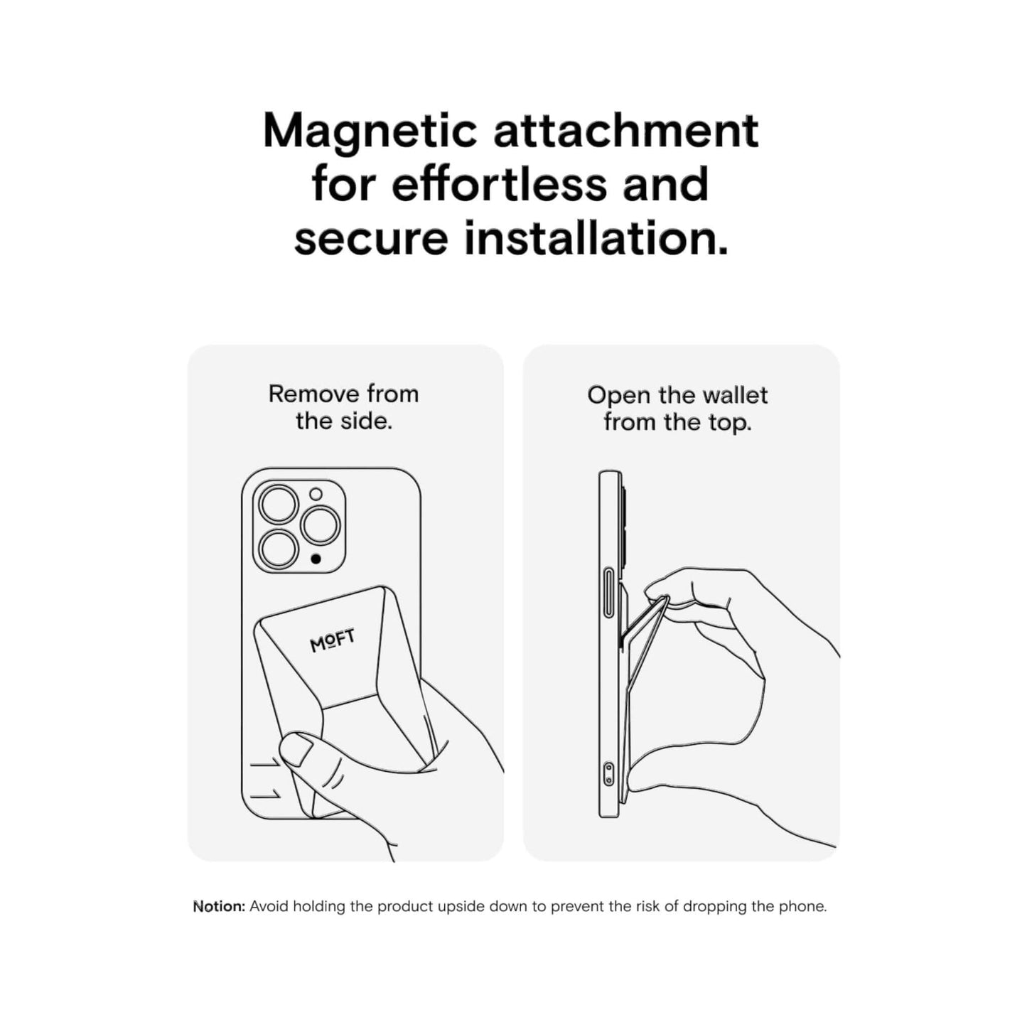 مسكة ومحفظة موفت المغناطيسية مع حامل بتقنية ماج سيف، تصميم أنيق ومثالي للاستخدام اليومي، متوفرة الآن لدى اكس ستور في قطر.