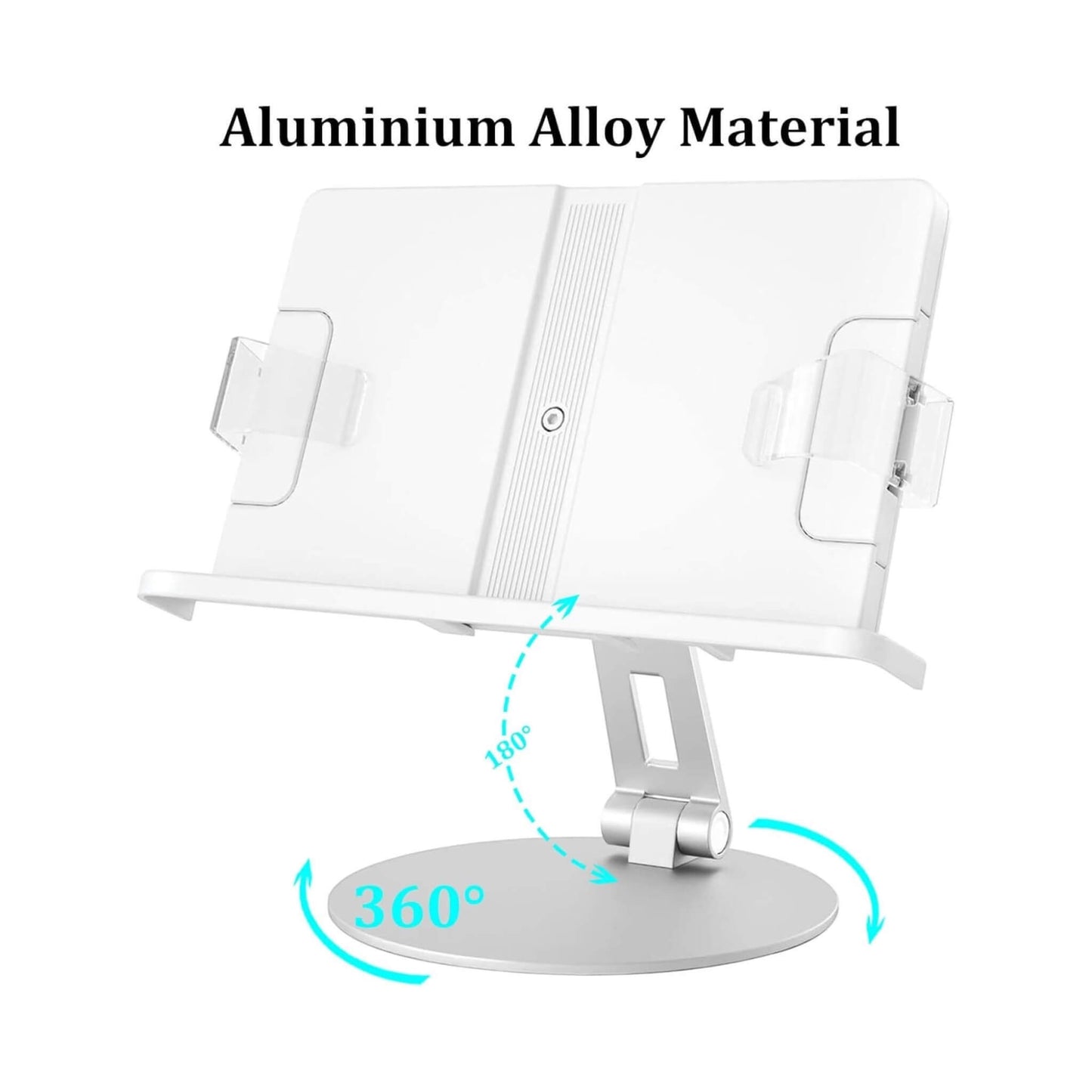 حامل كتب مثالي دوار ٣٦٠ درجة، قابل للطي والتعديل، يناسب الكتب والأجهزة اللوحية وأوراق A6-A4، متوفر لدي اكس ستور في قطر.