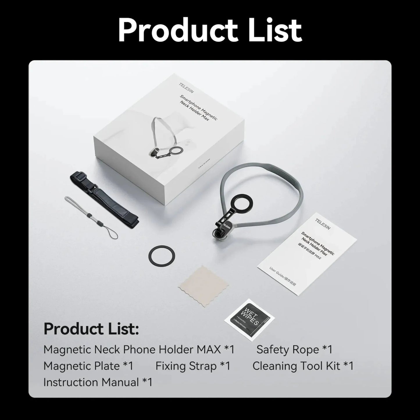 حامل عنق مغناطيسي للهواتف من TELESIN، قابل للتعديل، استخدام دون الحاجة لليدين، للتصوير والمشاهدة، متوفر لدى اكس ستور في قطر