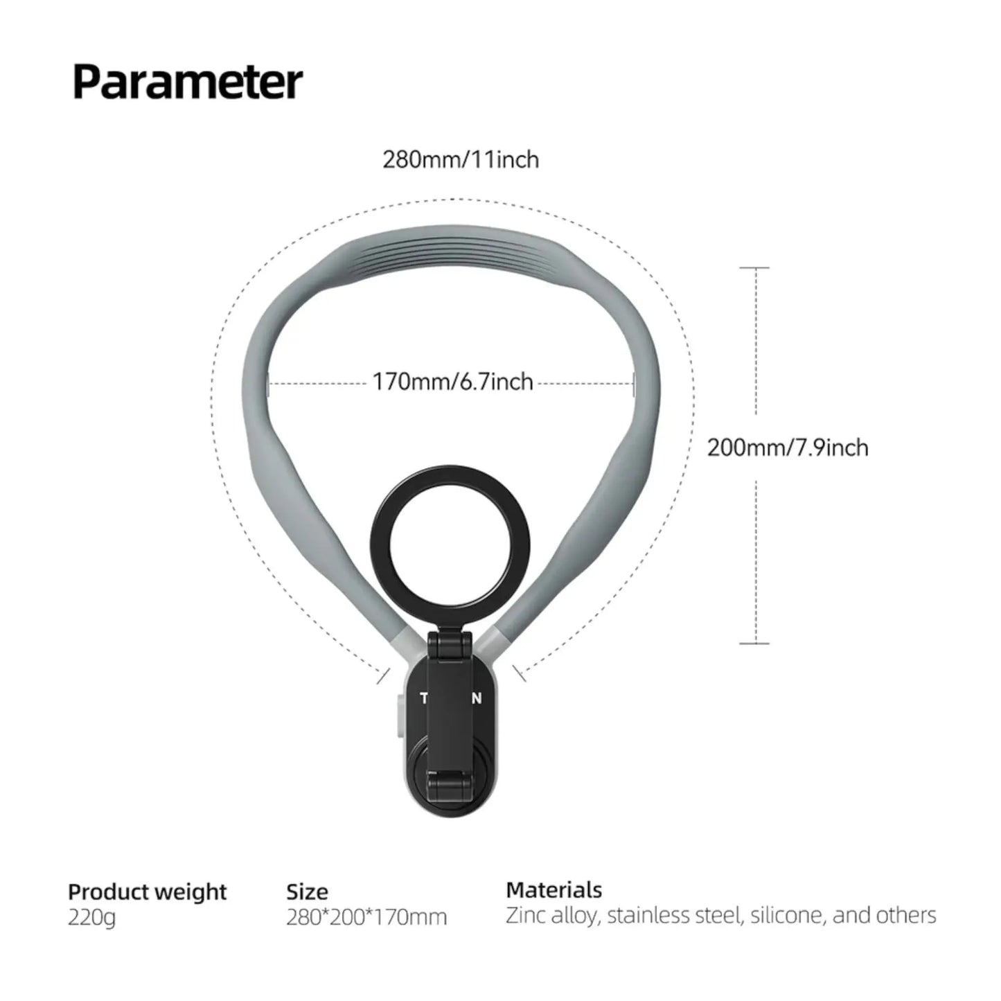 TELESIN Magnetic Neck Mount for Phones, hands-free and adjustable, for filming and easy viewing, from xStore in Qatar.