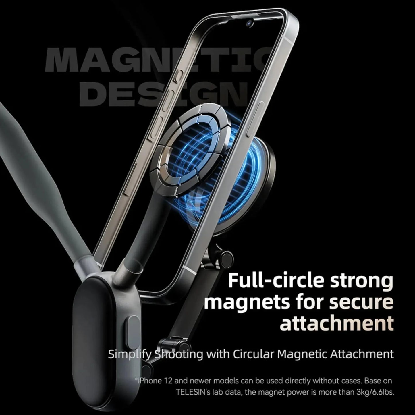 TELESIN Magnetic Neck Mount for Phones, hands-free and adjustable, for filming and easy viewing, from xStore in Qatar.