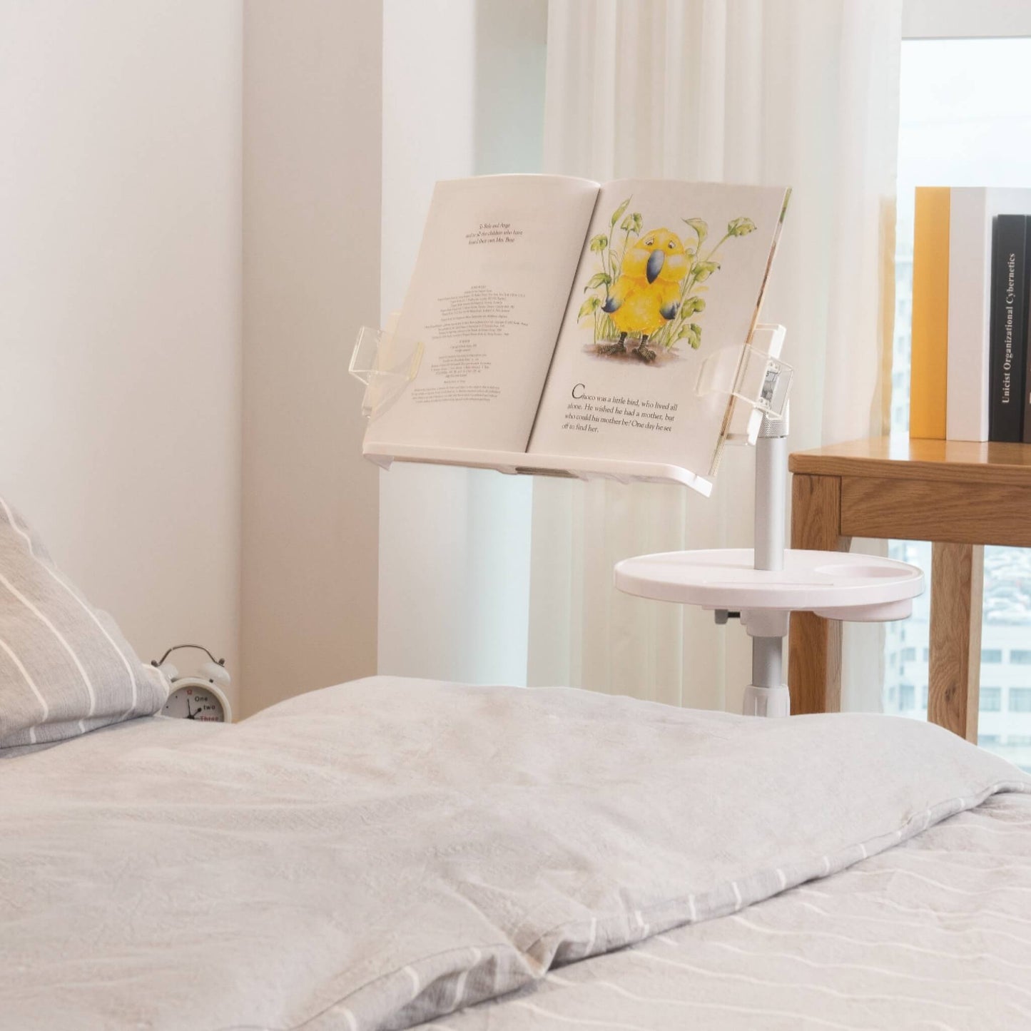 Adjustable height book holder from xStore in Qatar, 180° angles, 104-148 cm height, ergonomic for books and study spaces.