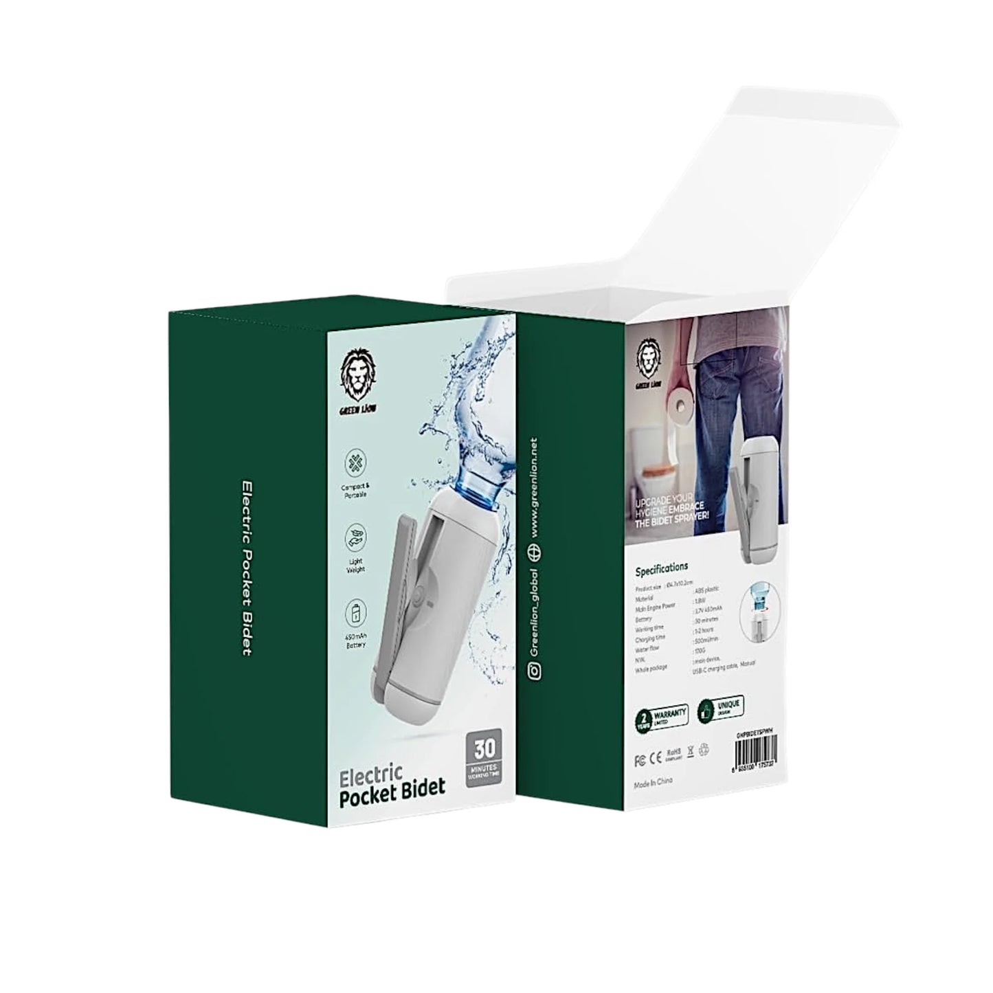 Green Lion Electric Pocket Bidet at xStore in Qatar. Powerful water flow at 500 ml/min for refreshing cleaning.