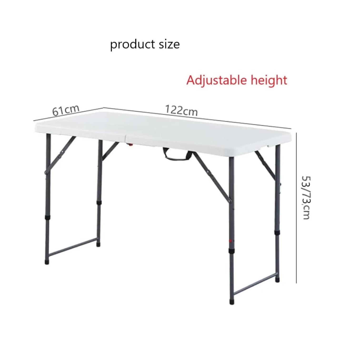 Foldable outdoor table with strong frame and plastic top