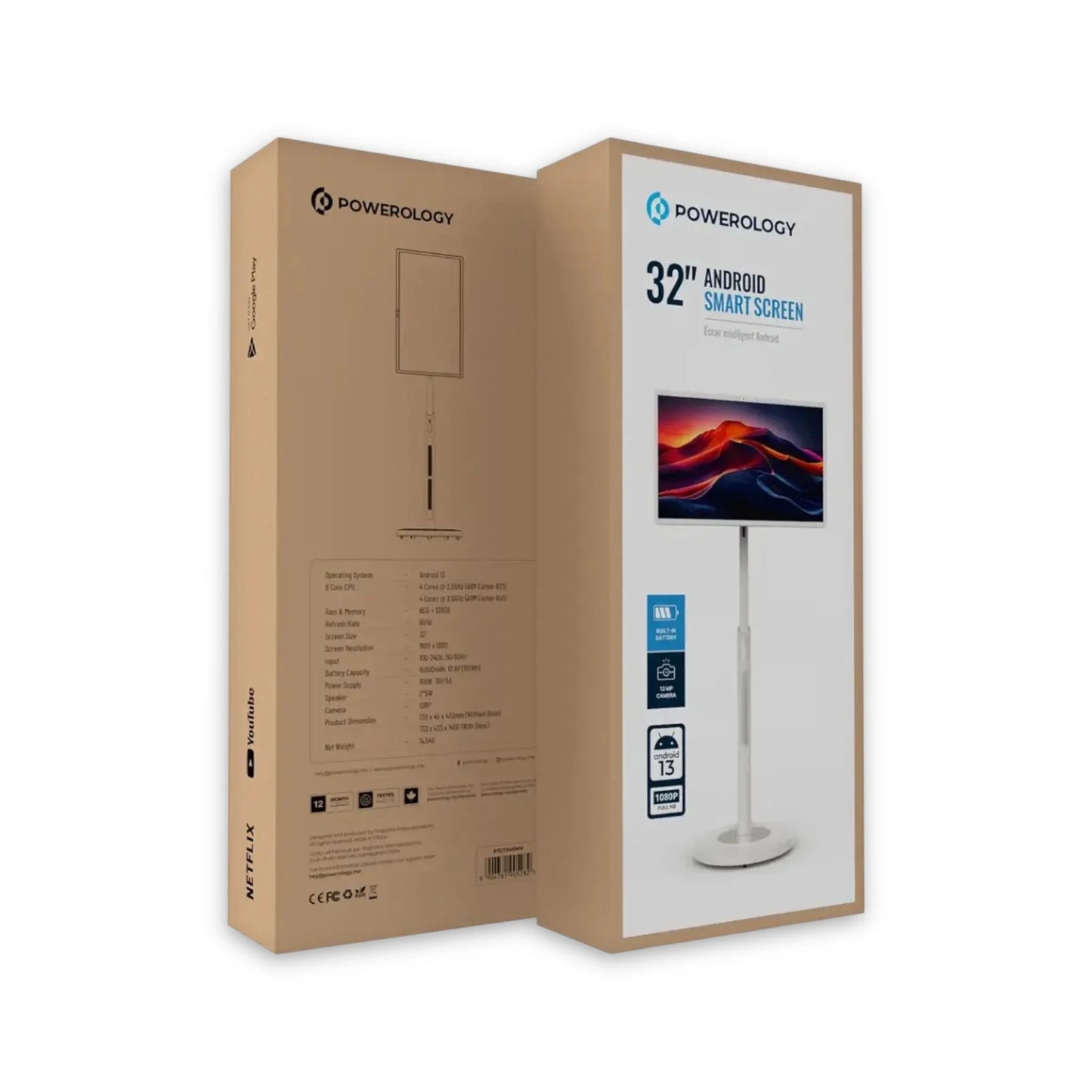 شاشة باورولوجي الذكية ٣٢ إنش تحتوي على كاميرا ١٣ ميجابكسل للمكالمات ومكبرين صوت بقوة ٥ واط متوفرة لدى اكس ستور في قطر