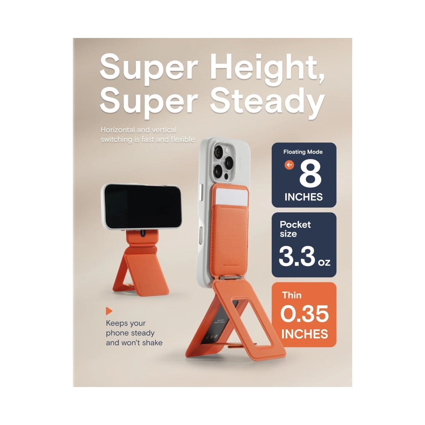 MOFT Phone Tripod Stand - Magsafe - Orange Made with MOVAS, the revolutionary vegan leather, from xStore.qa in Qatar.