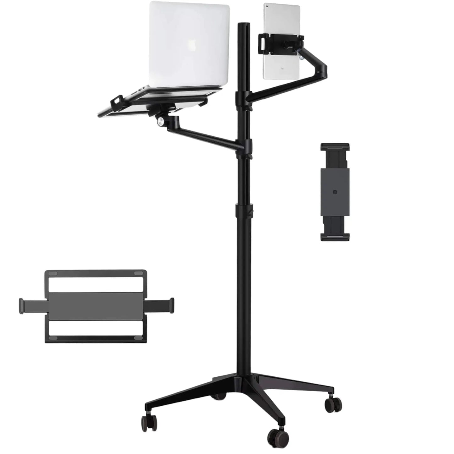 حامل أرضي قابل للتعديل بذراعين للايباد واللابتوب والتابلت، مرن وثابت، مثالي لإعدادات العمل المتعددة، متوفر لدى اكس ستور في قطر