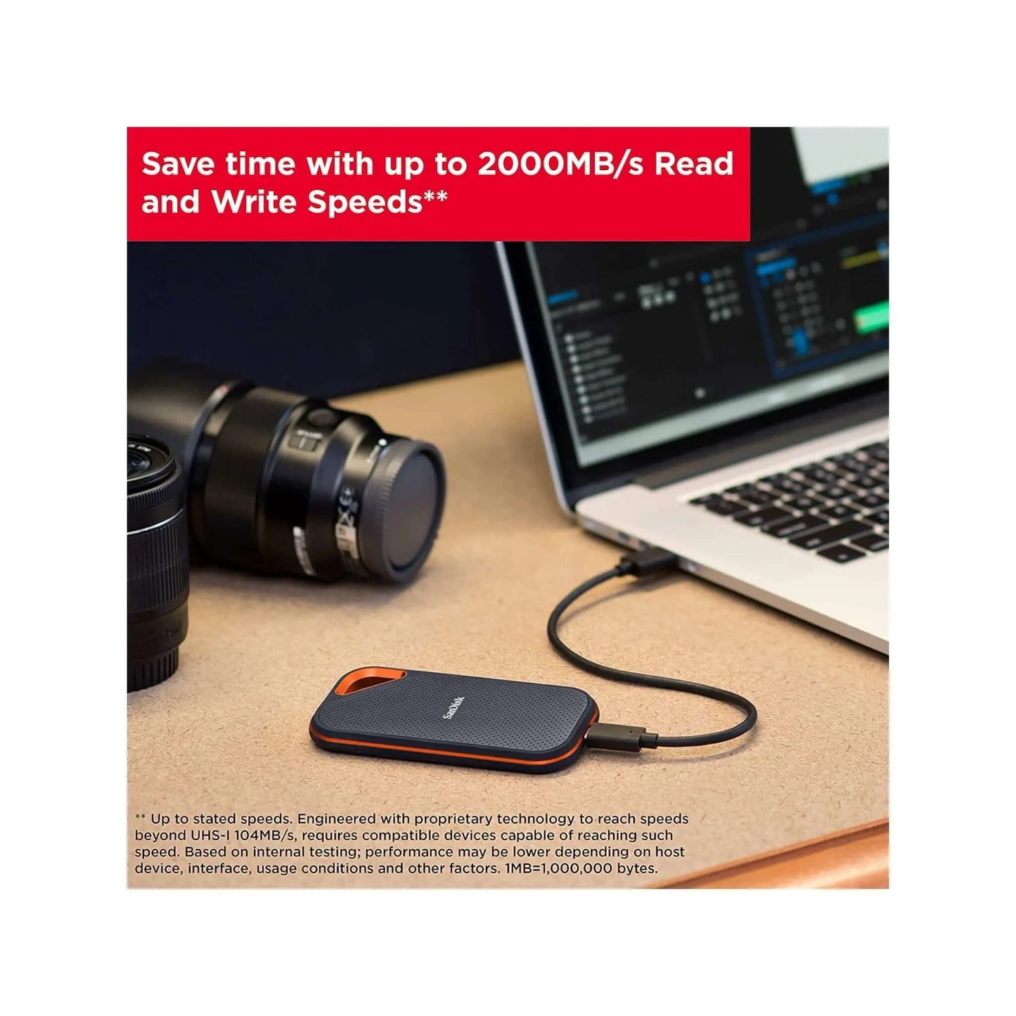 SanDisk Sandisk Extreme Pro portable SSD 2TB, 256-bit AES hardware encryption for security. from xStore.qa in Qatar.