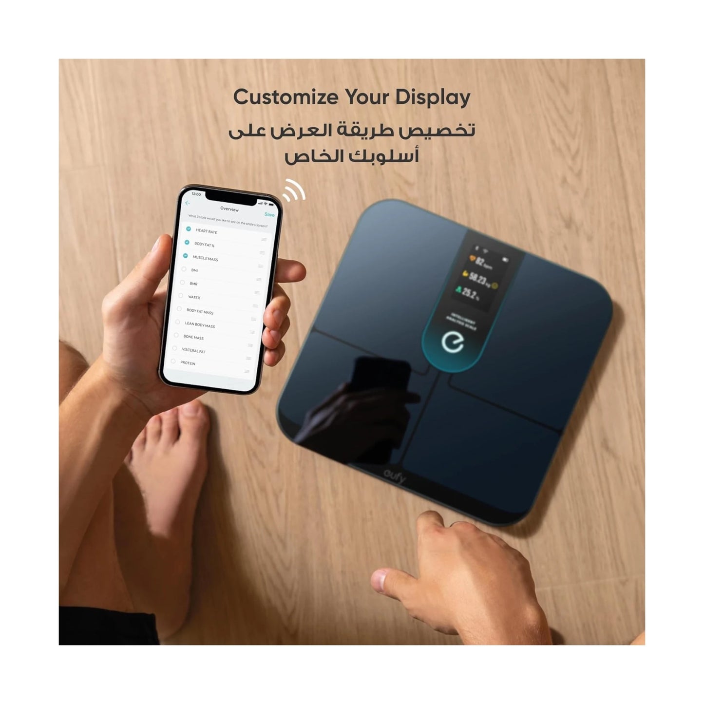eufy by Anker Smart Scale P3, calculation of your weight, body fat, and muscle. available at xStore.qa in Qatar.