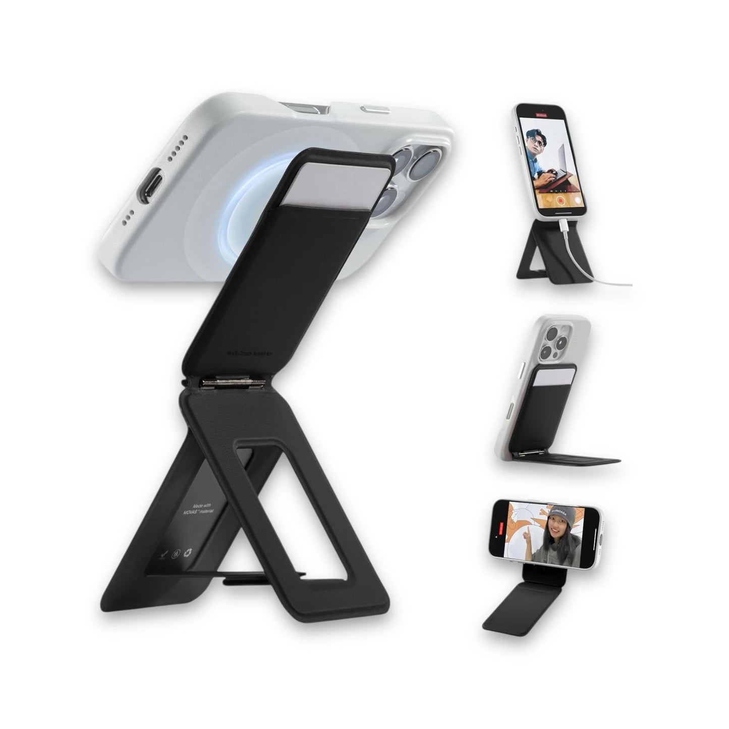 MOFT Phone Tripod Stand - Magsafe - Black Made with MOVAS, the revolutionary vegan leather, from xStore.qa in Qatar.