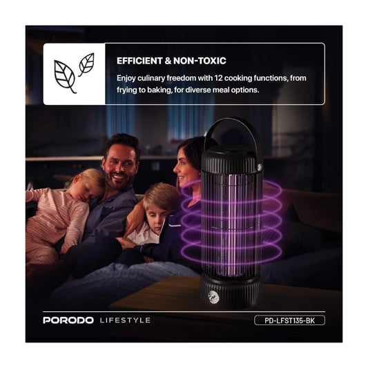 Porodo Mosquito Zapper 360° UV Portable Bug Killer, 3000V electric shock for instant killing. xStore in Qatar.