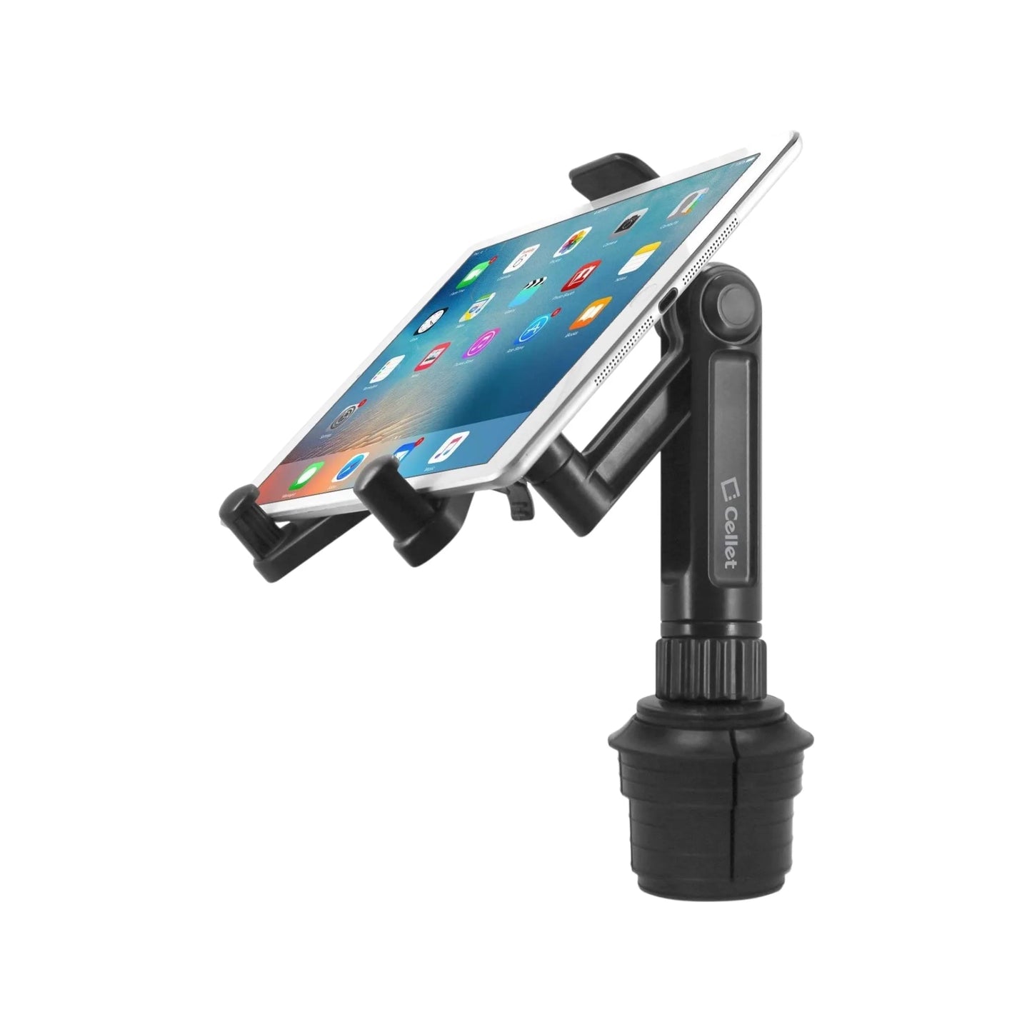 Cellet Tablet Mount with Cup Holder, adjustable and secure, ideal for hands-free use in cars, from xStore in Qatar.