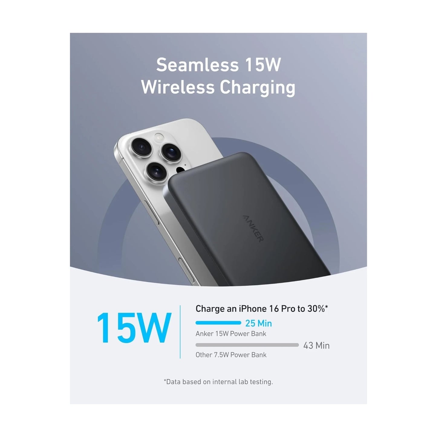 Anker MagGo Power Bank ultra-slim and portable, measuring 0.58 inches thick with 10,000mAh capacity, at xStore.qa in Qatar.