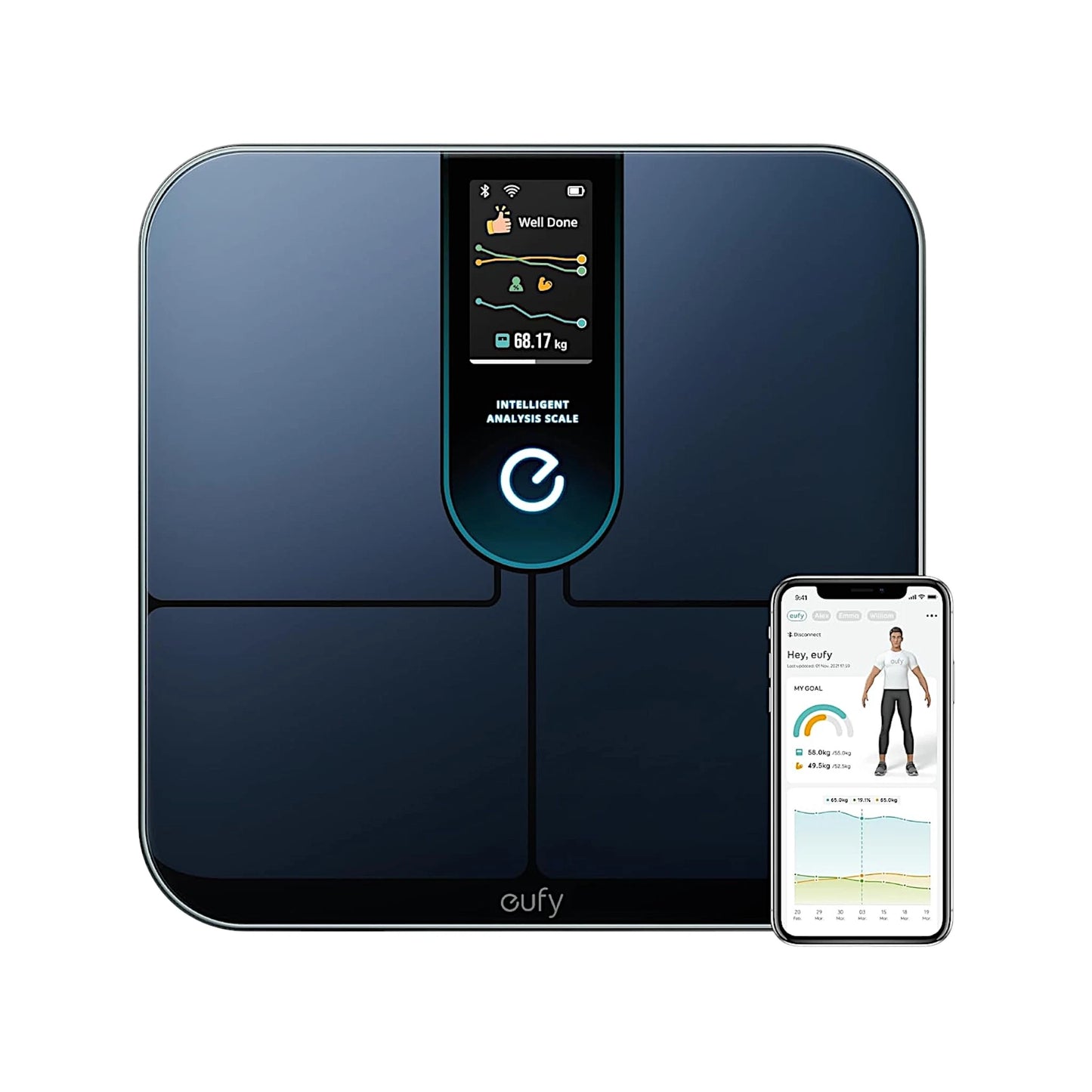 eufy by Anker Smart Scale P3, calculation of your weight, body fat, and muscle. available at xStore.qa in Qatar.