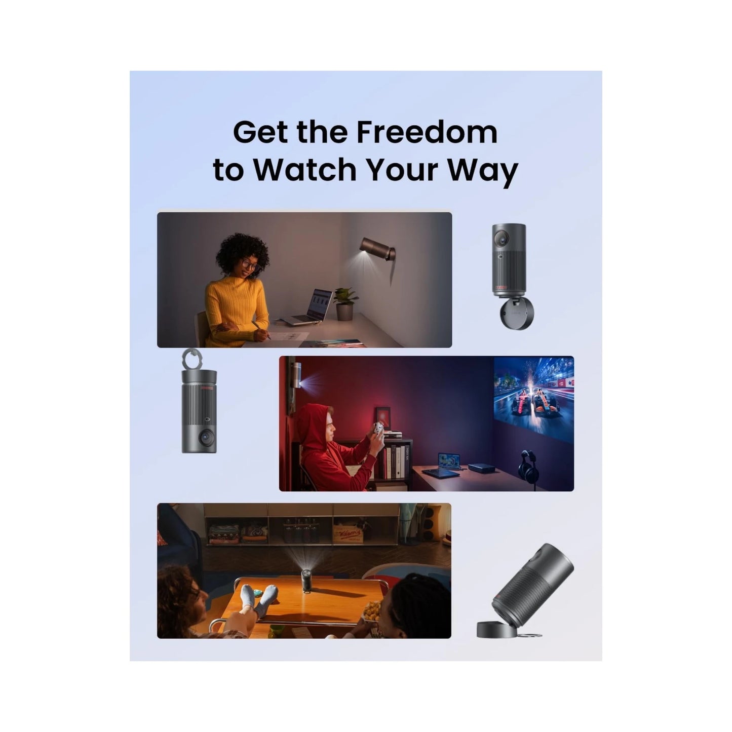 NEBULA Capsule Air Google TV Projector, Up to 2 Hours of Built-In Playtime, Available Now From xStore.qa in Qatar.
