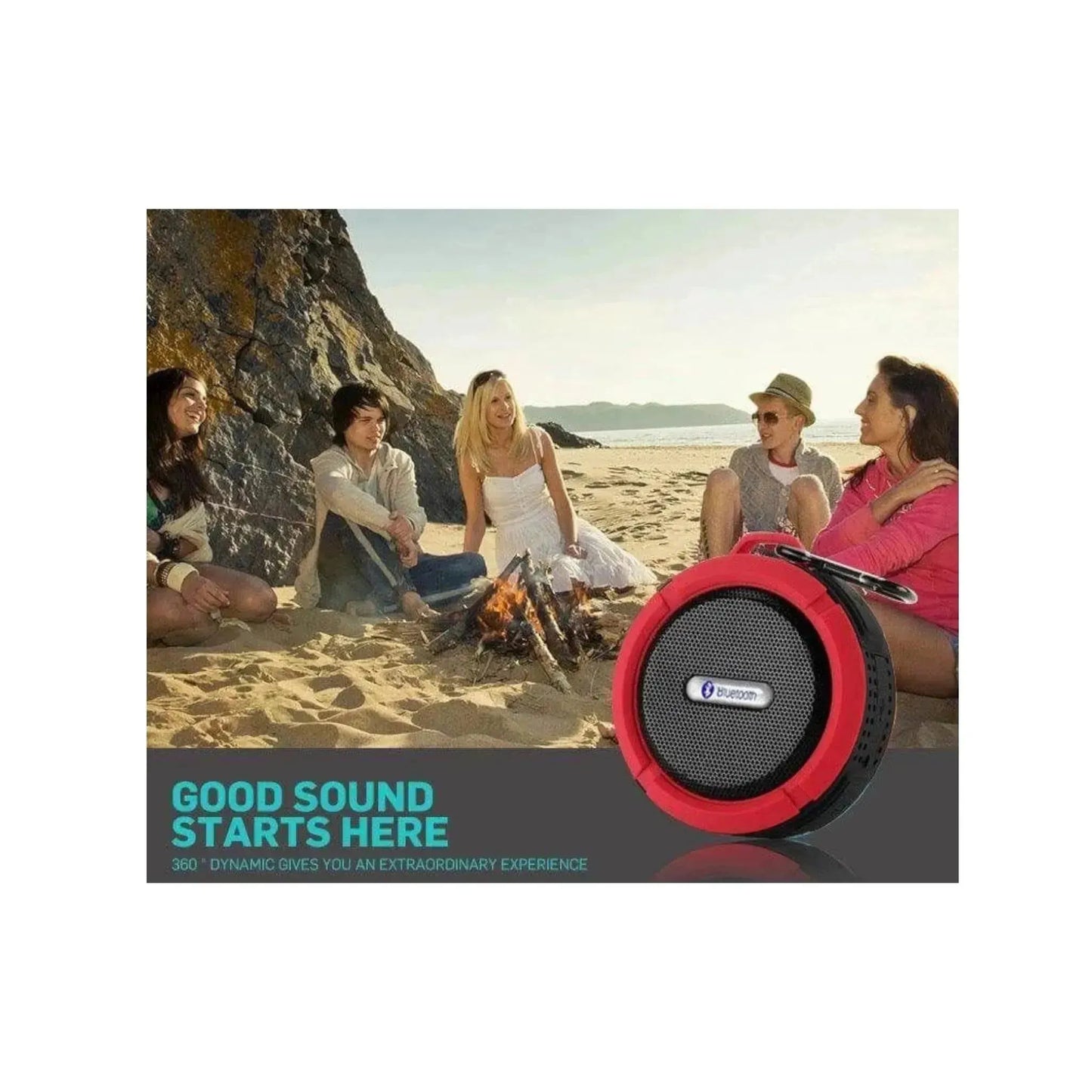 Portable speaker with a sleek design and holder ring for convenience from xStore in Qatar