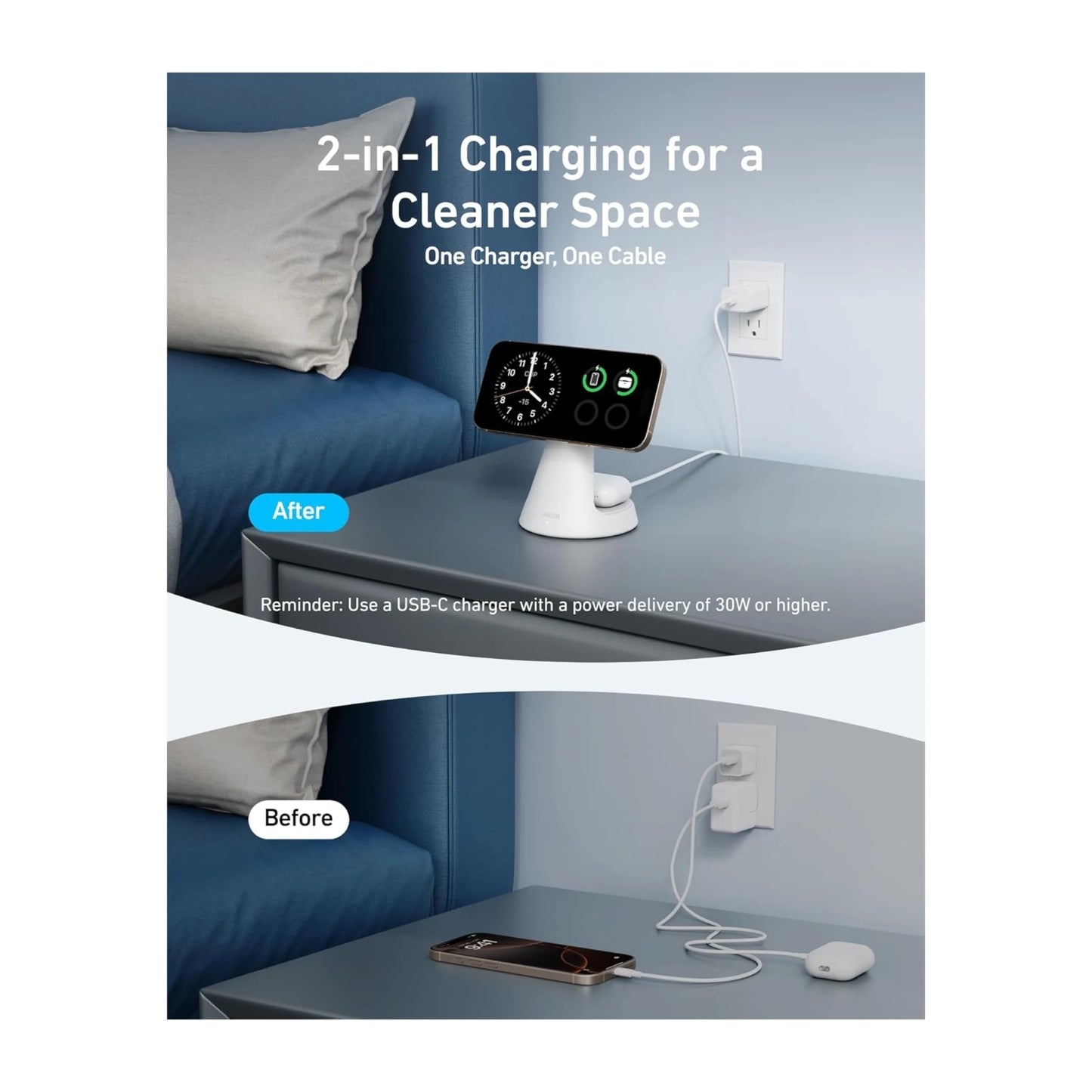 Get Anker MagSafe 15W 2-in-1 charger. Fast Qi2 wireless charging for iPhone & AirPods. available now from xStore.qa in Qatar.
