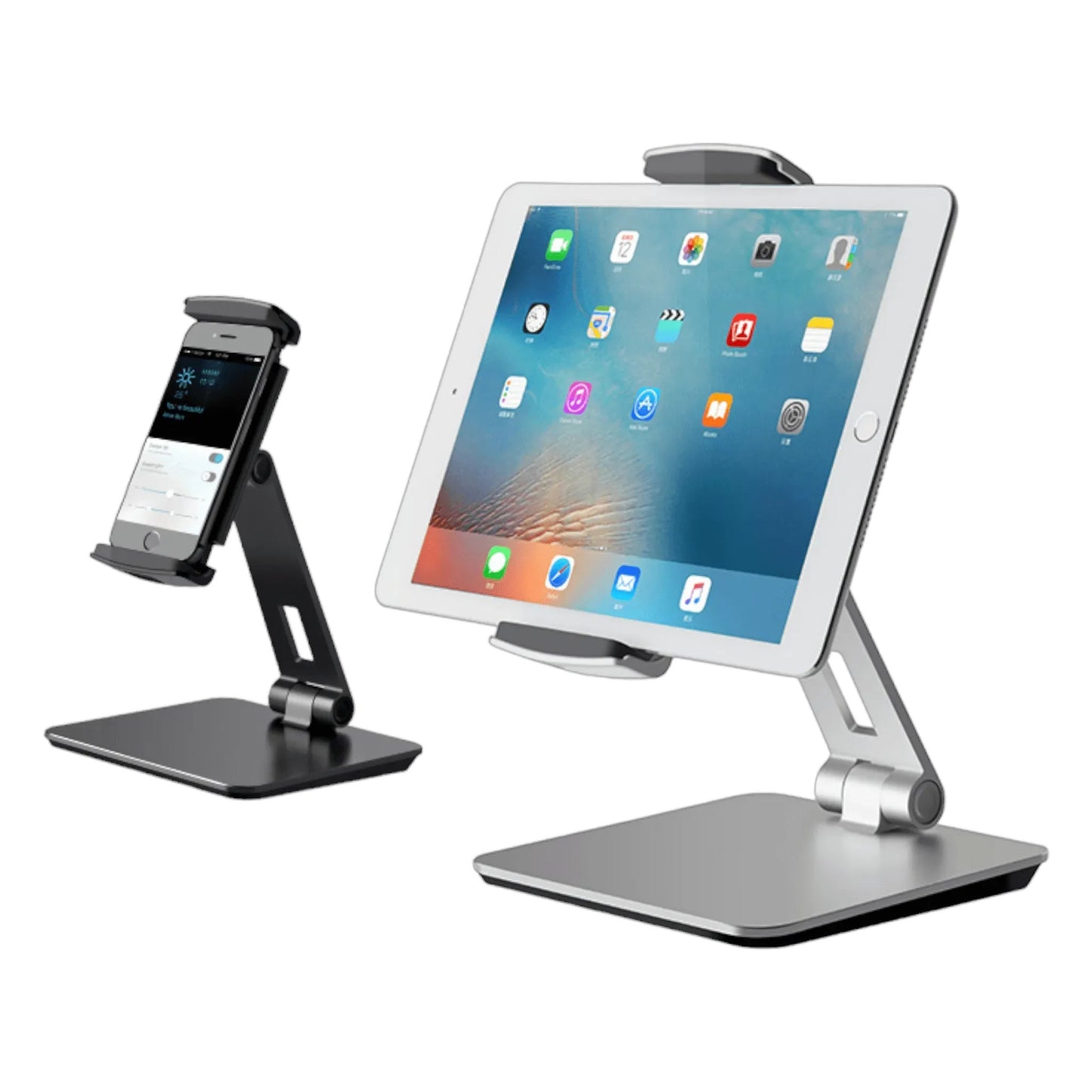 Universal Smartphone & Tablet Stand, Aluminum Desk Mount Holder, sturdy and adjustable for hands-free viewing, from xStore in Qatar.