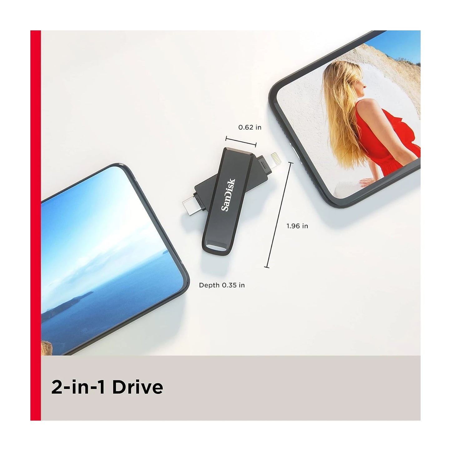 SanDisk iXpand Flash Drive Lightning & Type-C - 128GB - for iPhone, iPad Pro, Mac, and Type C devices. at xStore.qa in Qatar.