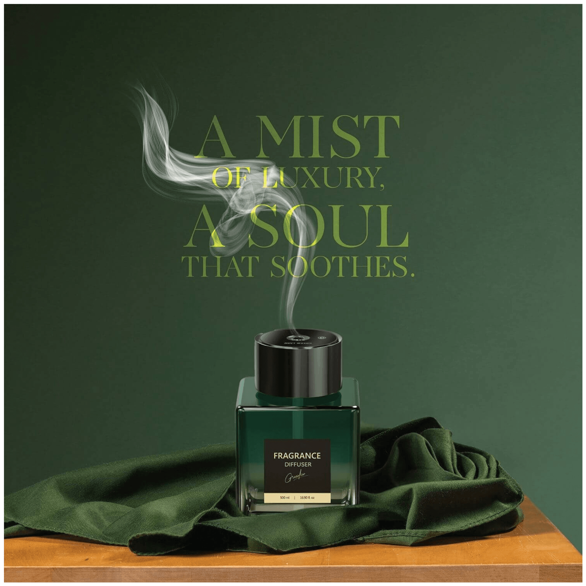 smart fragrance diffuser 500ml Green Lion glass aroma device xStore Qatar for home and office scent