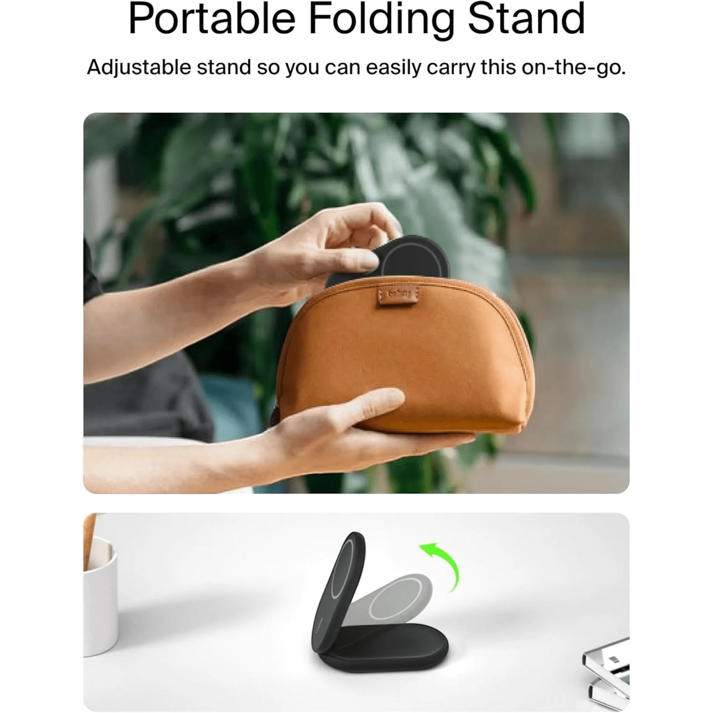 Belkin MagSafe-Compatible 2-in-1 Magnetic Foldable Charger, 15W, portable and efficient for Apple devices, from xStore in Qatar.