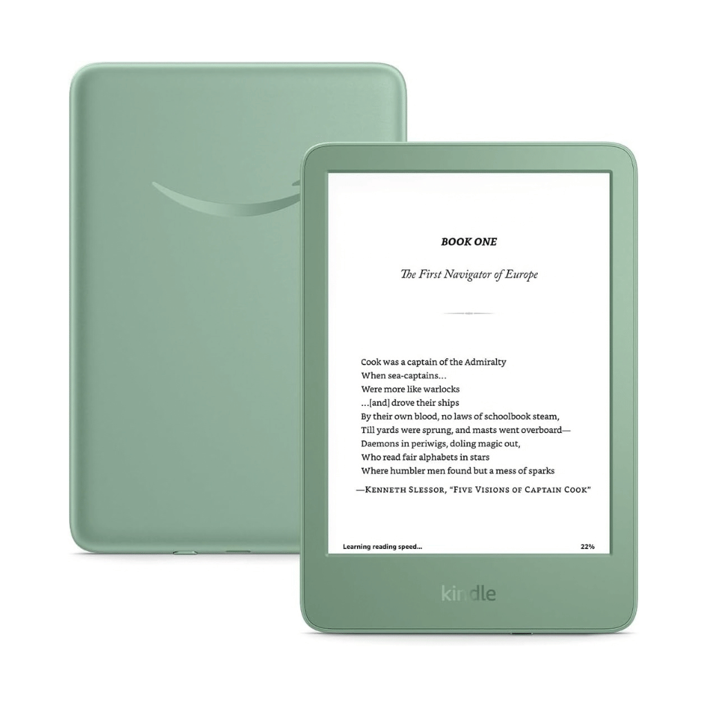Amazon Kindle (11th Gen) 16GB, 6-inch glare-free display for clear reading in different lighting conditions.