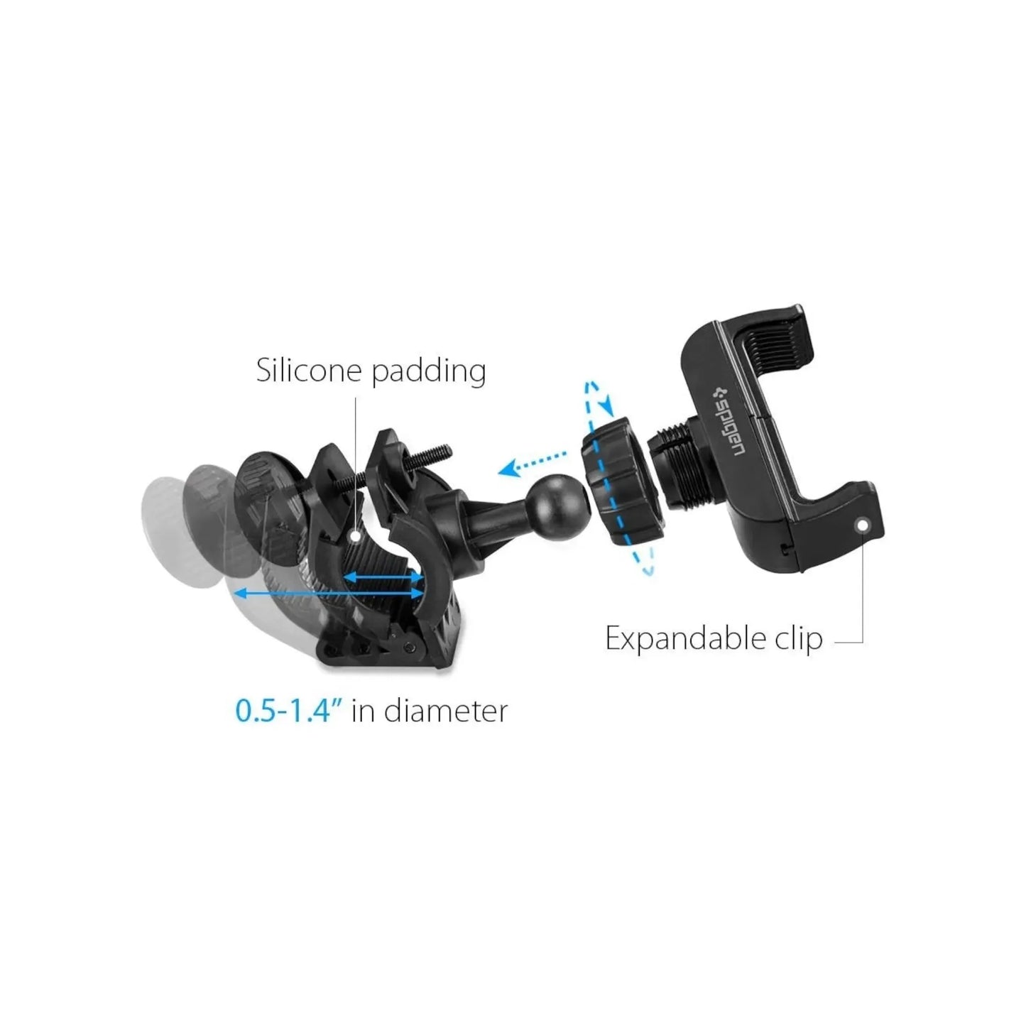 Spigen Bike Phone Mount Holder, secure and adjustable holder for smartphones, cycling navigation, from xStore in Qatar.