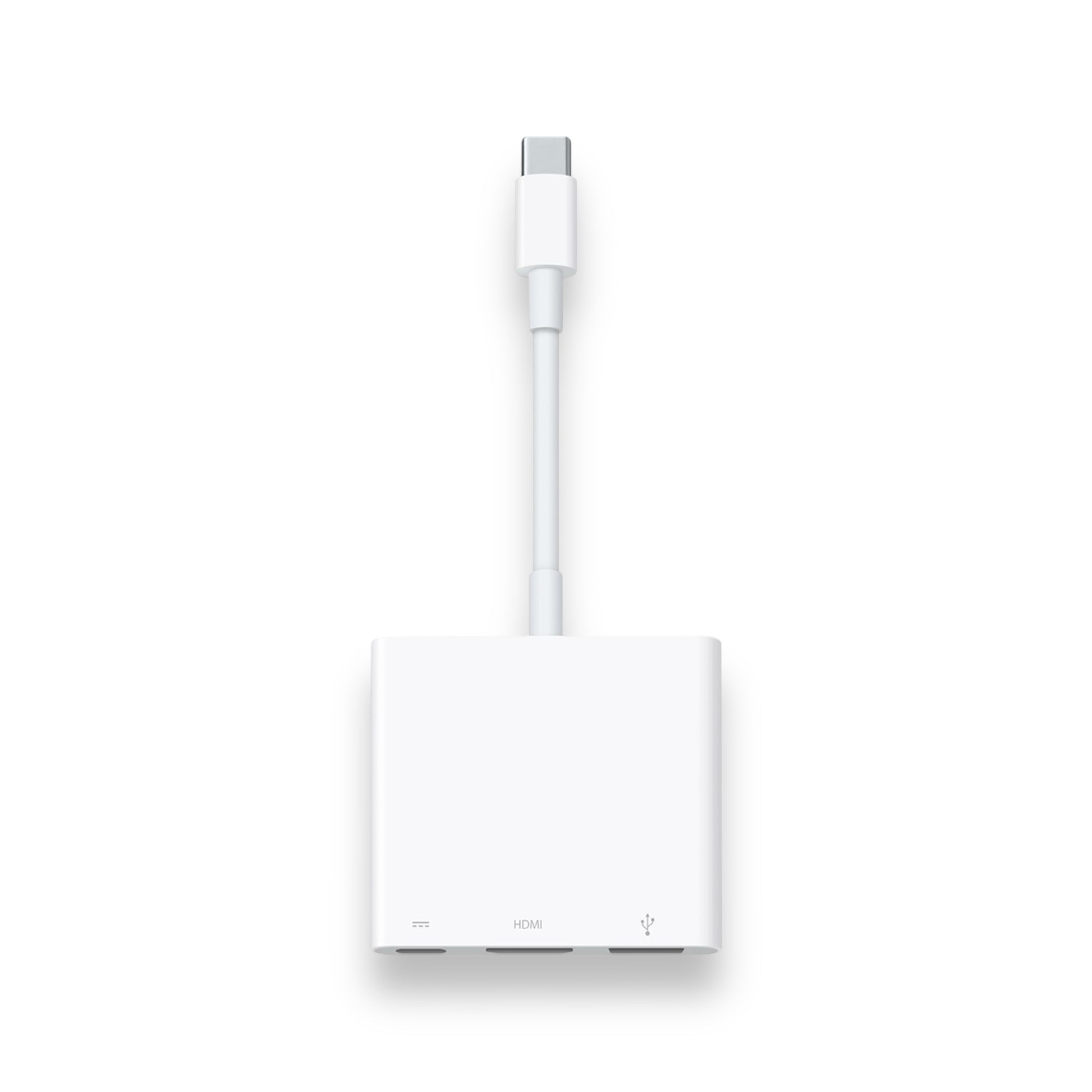 Apple USB-C adapter supporting all Apple devices with USB-C port, 3 outputs: USB, HDMI, USB-C, at xStore in Qatar.