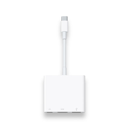 Apple USB-C adapter supporting all Apple devices with USB-C port, 3 outputs: USB, HDMI, USB-C, at xStore in Qatar.
