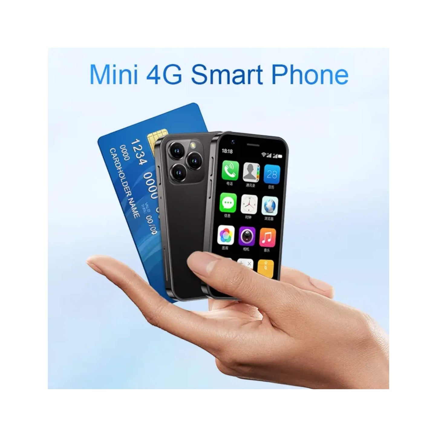 Stylish Mini Phone, fits in a wallet, supports apps, Arabic, and dual SIM, from xStore in Qatar
