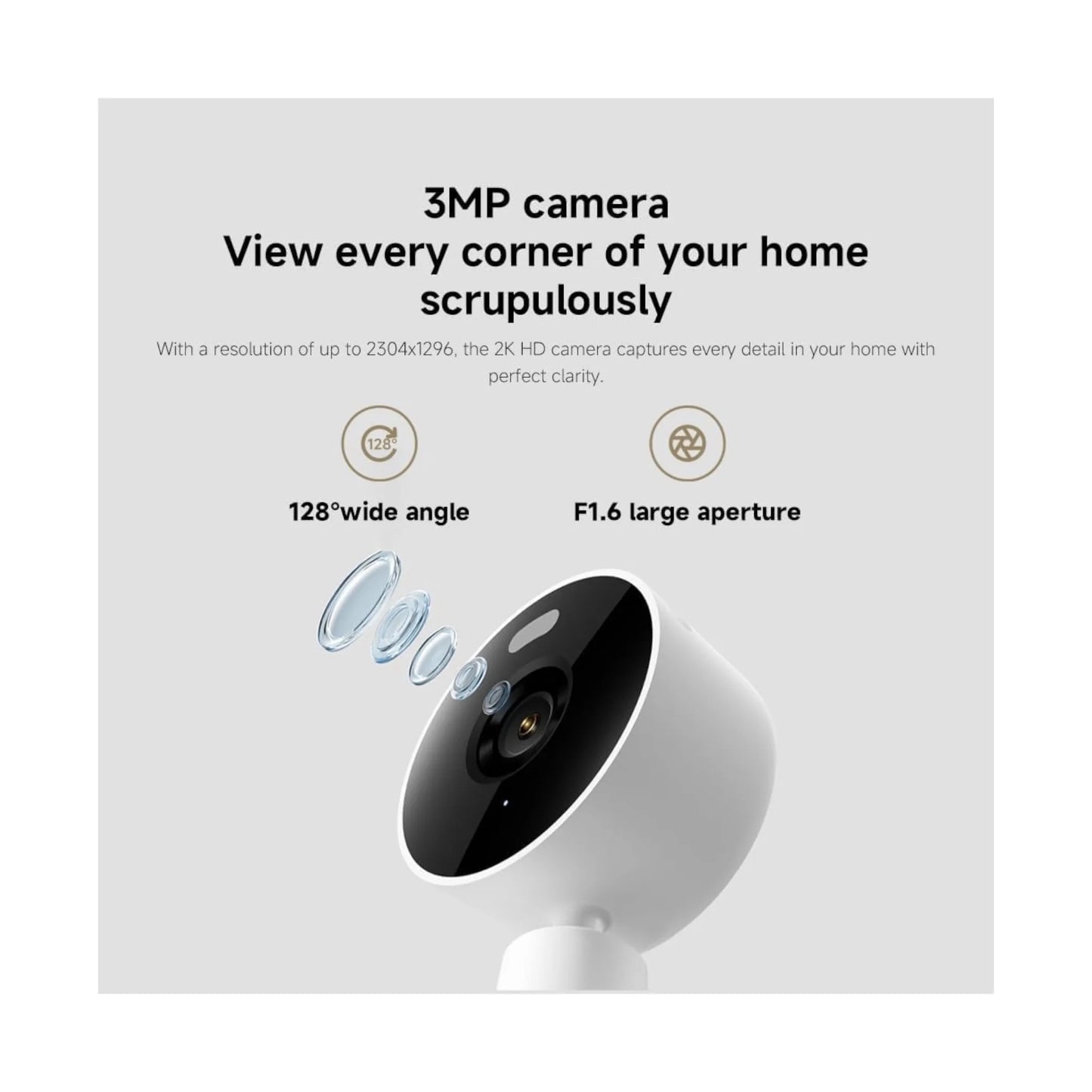 Get Mi Xiaomi Smart Camera C100 2K high-resolution video with 3MP camera sensor. Infrared night vision, from xStore.qa