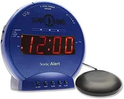 Sonic Bomb Dual Extra Loud Alarm Clock, Bed Shaker, ideal for heavy sleepers, intense sound, vibration, from xStore in Qatar.