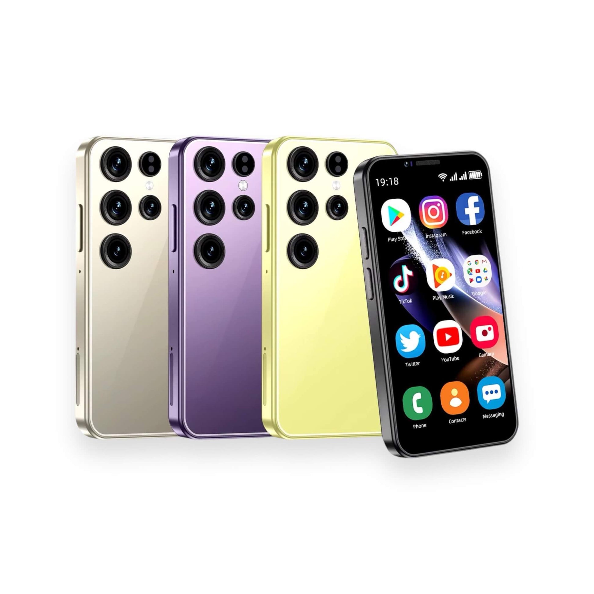 Pocket-sized Mini Phone, Android-powered, HD camera, Arabic support, with 3D glass design from xStore in Qatar


