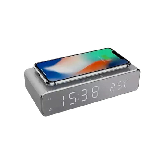 LED Digital Alarm Clock with 10W Fast Qi Charging Stand - Dual-function, clear display, fast wireless charging, at xStore in Qatar.