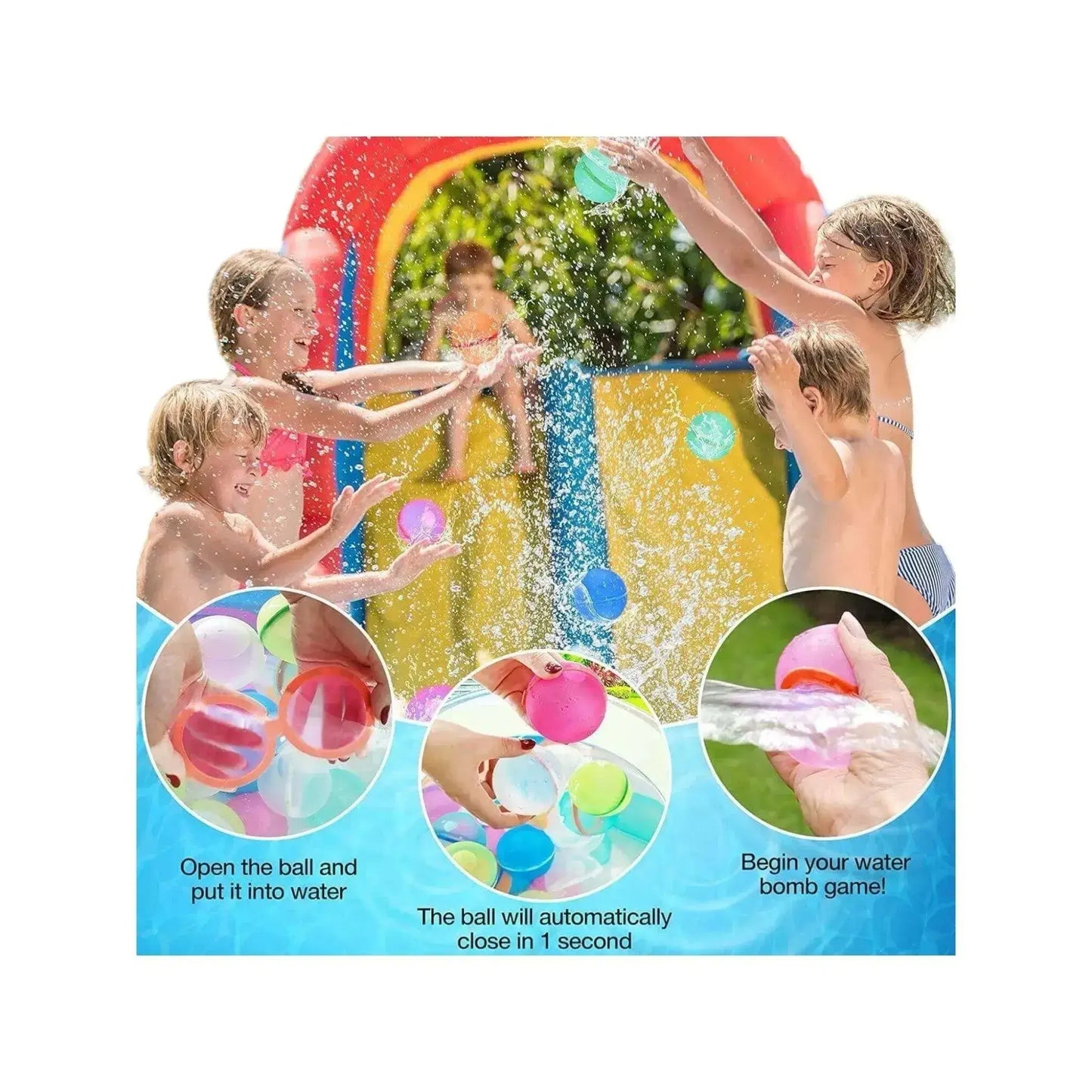 Fast-fill magnetic water balloons with self-sealing design for endless water games, from xStore in Qatar.